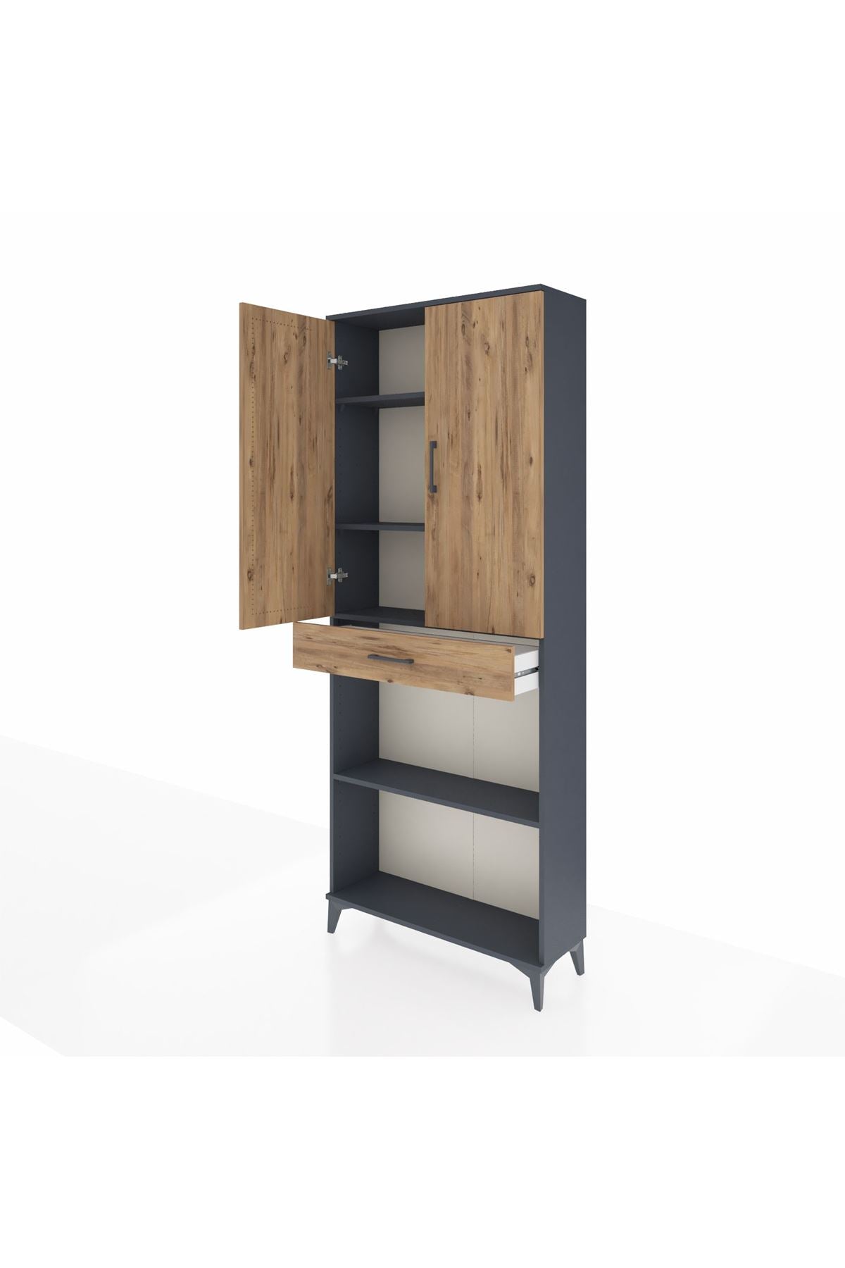 Arges Dolap 4 Raflı Tek Çekmeceli 2 Kapaklı 88x30x221 - S30M159V6A