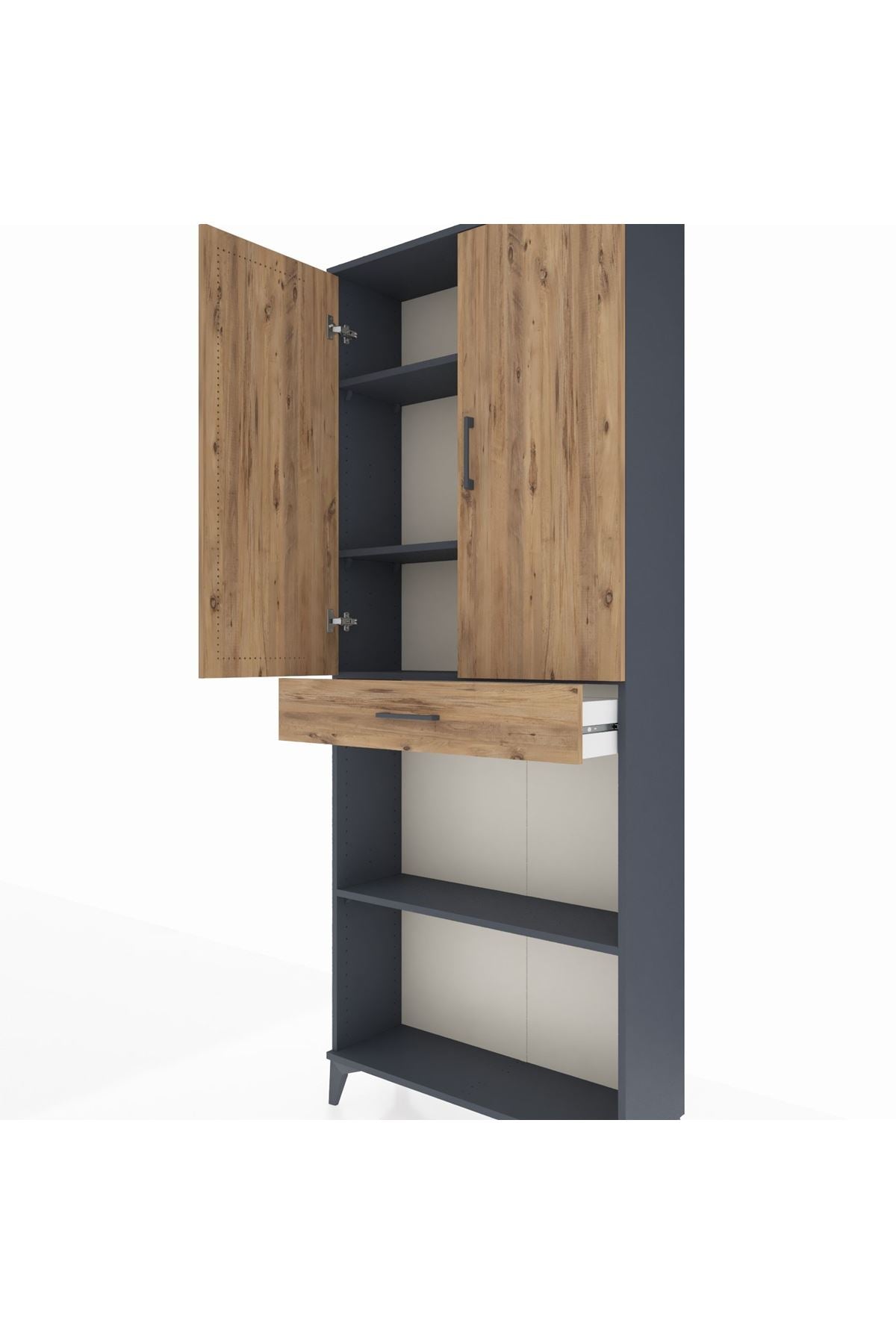 Arges Dolap 4 Raflı Tek Çekmeceli 2 Kapaklı 88x30x221 - S30M159V6A