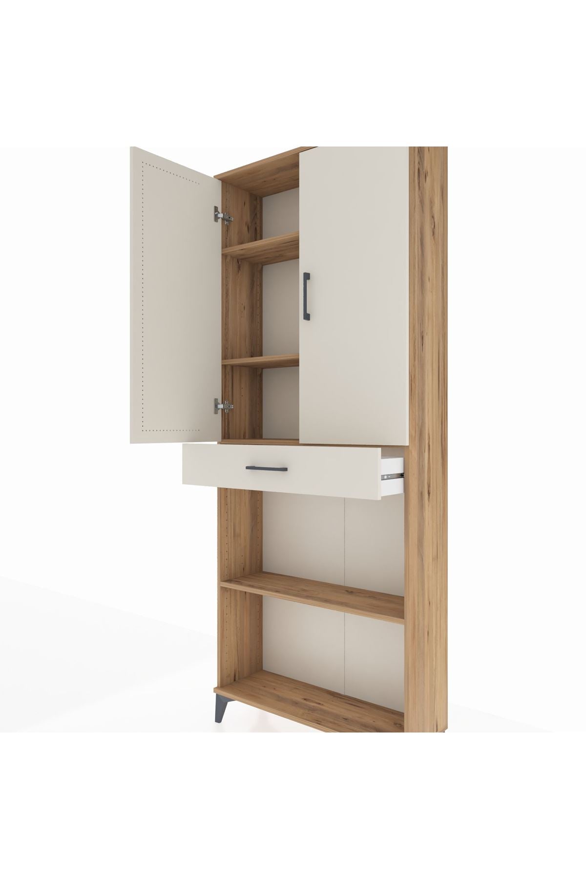 Arges Dolap 4 Raflı Tek Çekmeceli 2 Kapaklı 88x30x221 - S30M159V7A