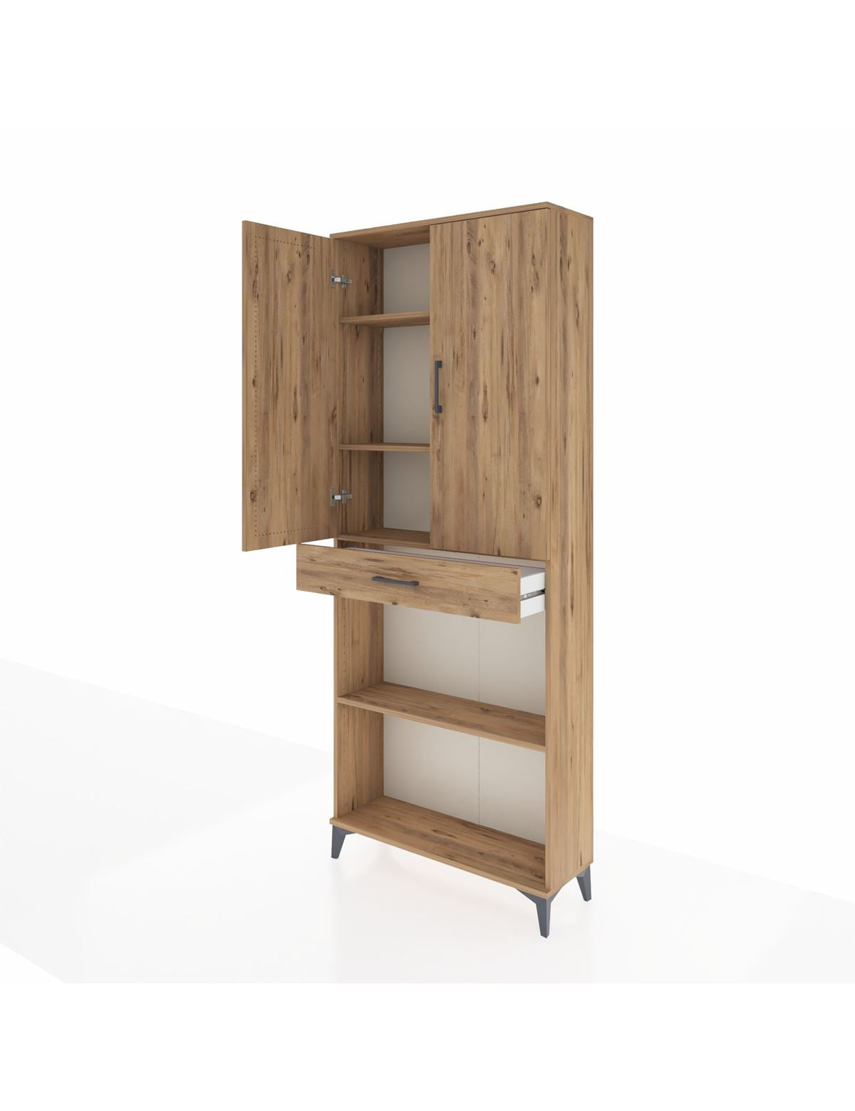 Arges Dolap 4 Raflı Tek Çekmeceli 2 Kapaklı 88x30x221 - S30M159V9A
