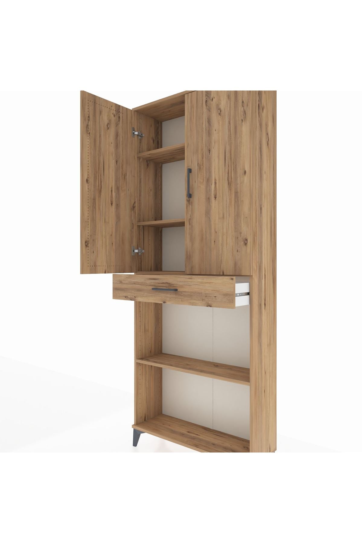 Arges Dolap 4 Raflı Tek Çekmeceli 2 Kapaklı 88x30x221 - S30M159V9A