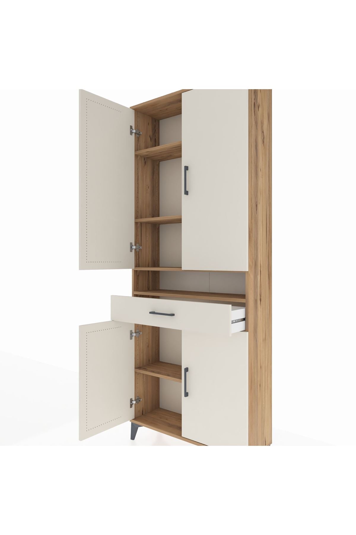 Arges Dolap 5 Raflı Tek Çekmeceli 4 Kapaklı 88x30x221 - S30M160V7A