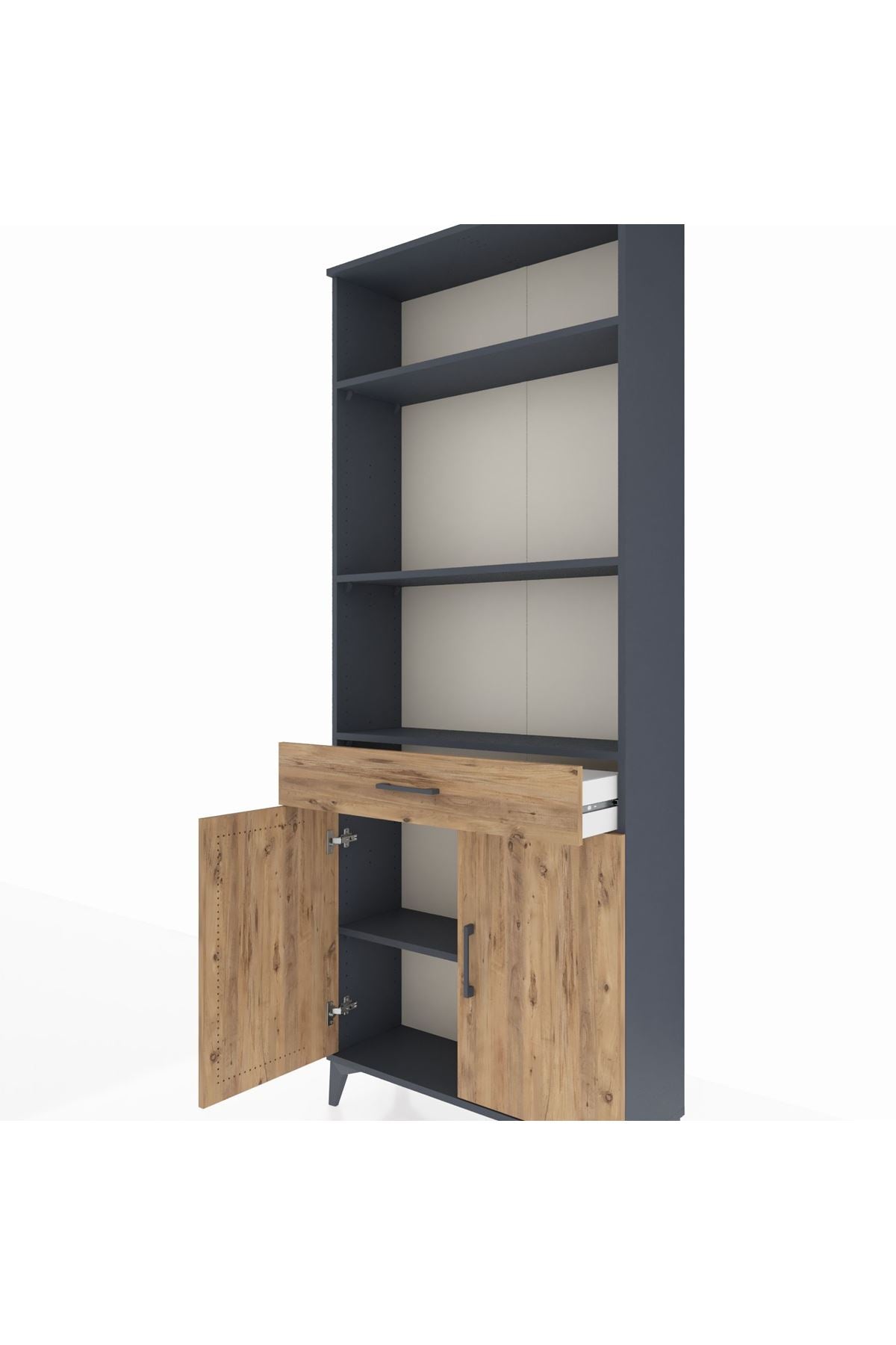 Arges Dolap 4 Raflı Tek Çekmeceli 2 Kapaklı 88x30x221 - S30M161V6A