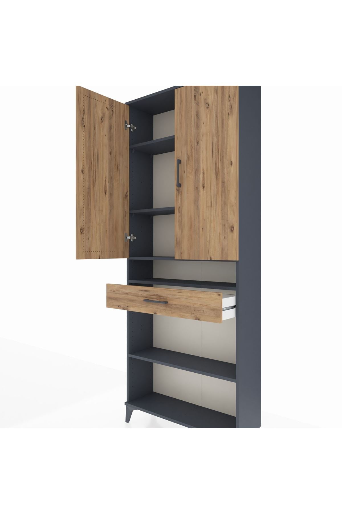 Arges Dolap 5 Raflı Tek Çekmeceli 2 Kapaklı 88x30x221 - S30M162V6A