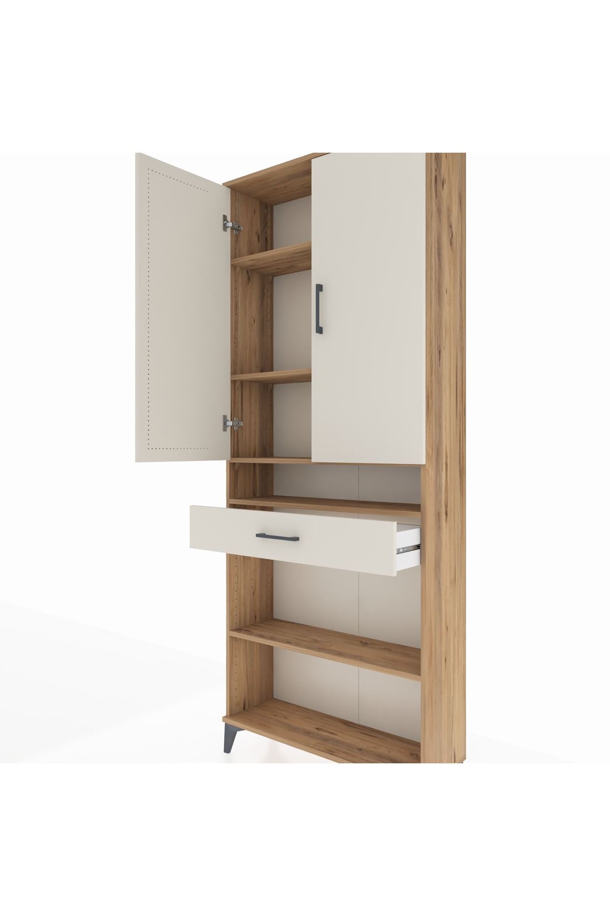 Arges Dolap 5 Raflı Tek Çekmeceli 2 Kapaklı 88x30x221 - S30M162V7A