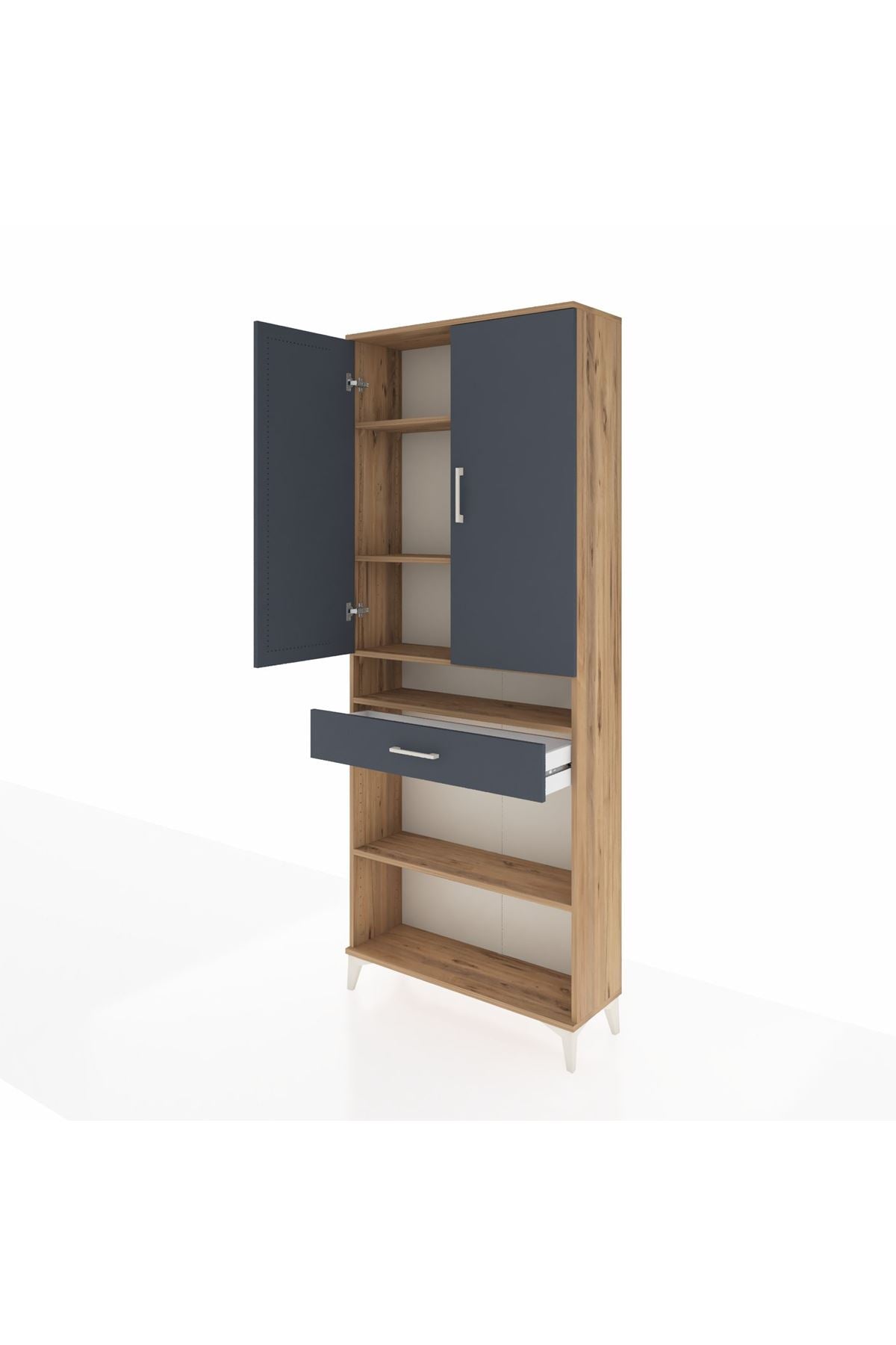 Arges Dolap 5 Raflı Tek Çekmeceli 2 Kapaklı 88x30x221 - S30M162V8A