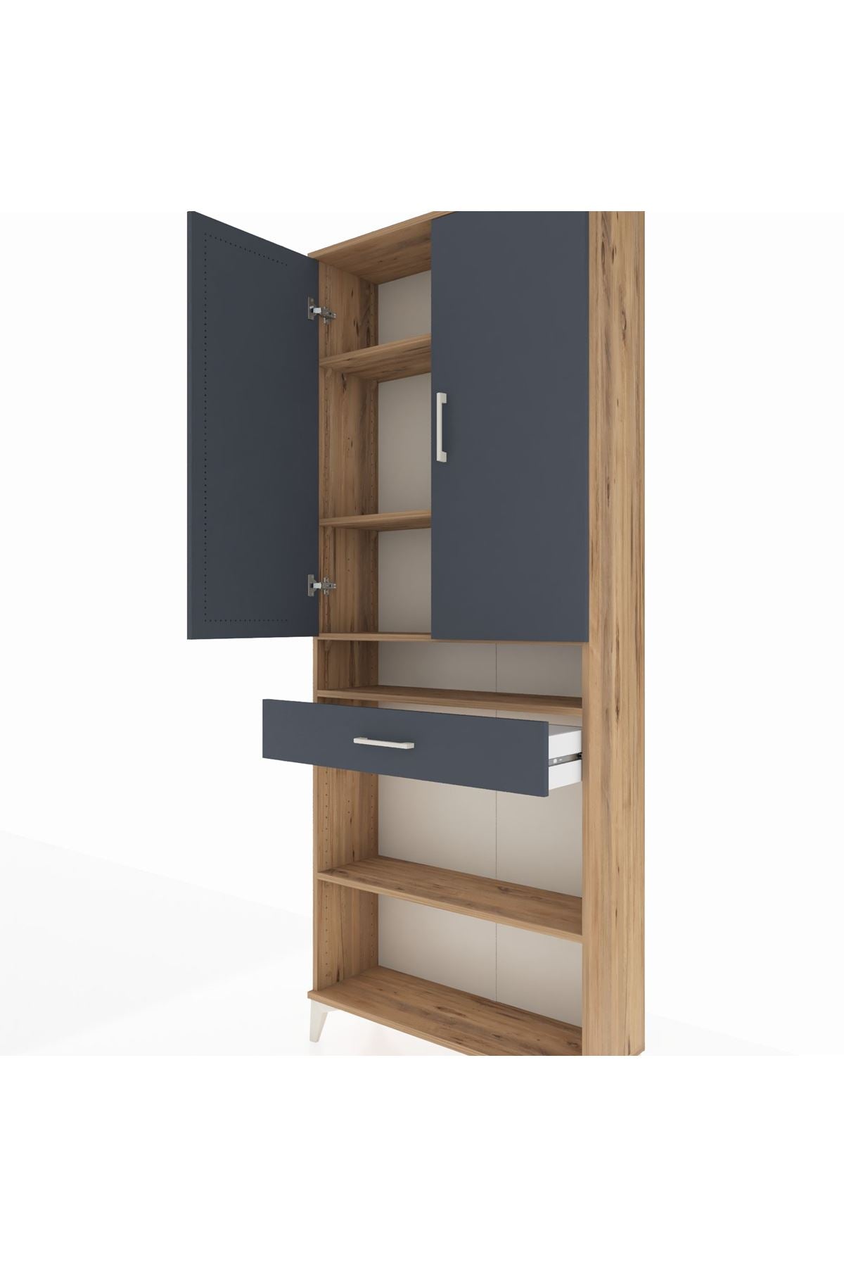 Arges Dolap 5 Raflı Tek Çekmeceli 2 Kapaklı 88x30x221 - S30M162V8A