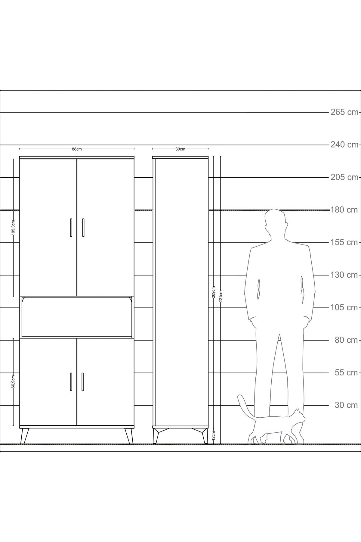 Arges Dolap 5 Raflı 4 Kapaklı 88x30x221 - S30M163V1A