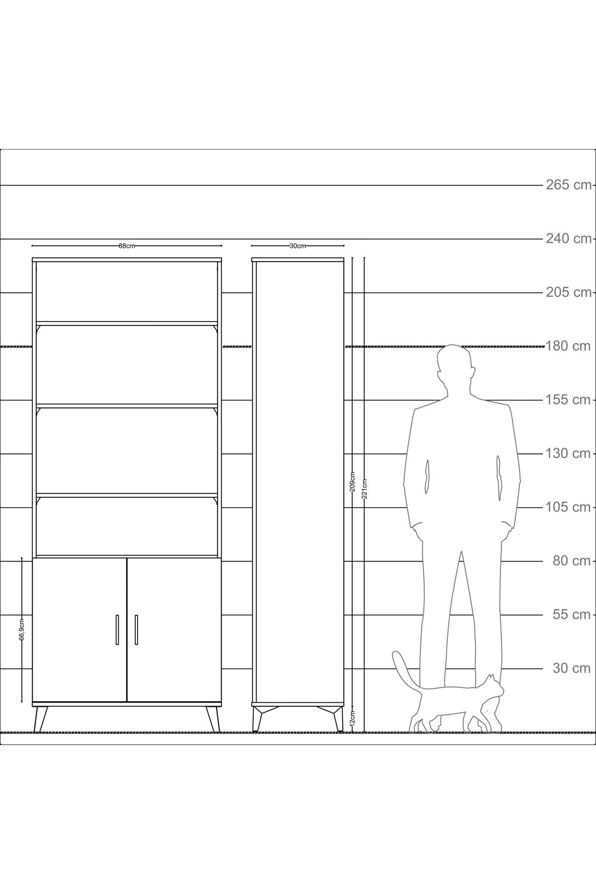 Arges Dolap 5 Raflı 2 Kapaklı 88x30x221 - S30M164V2A