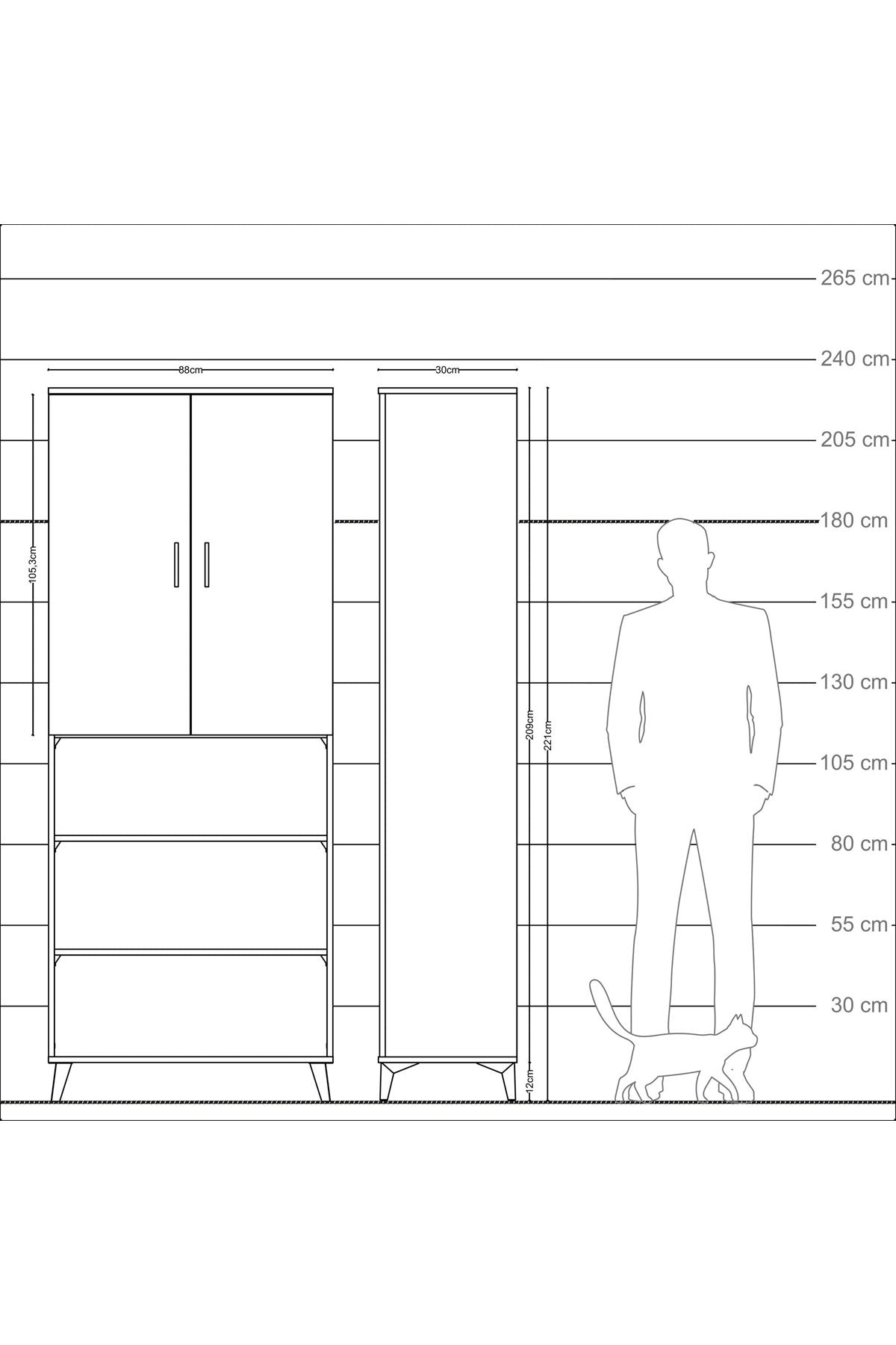 Arges Dolap 5 Raflı 2 Kapaklı 88x30x221 - S30M165V4A