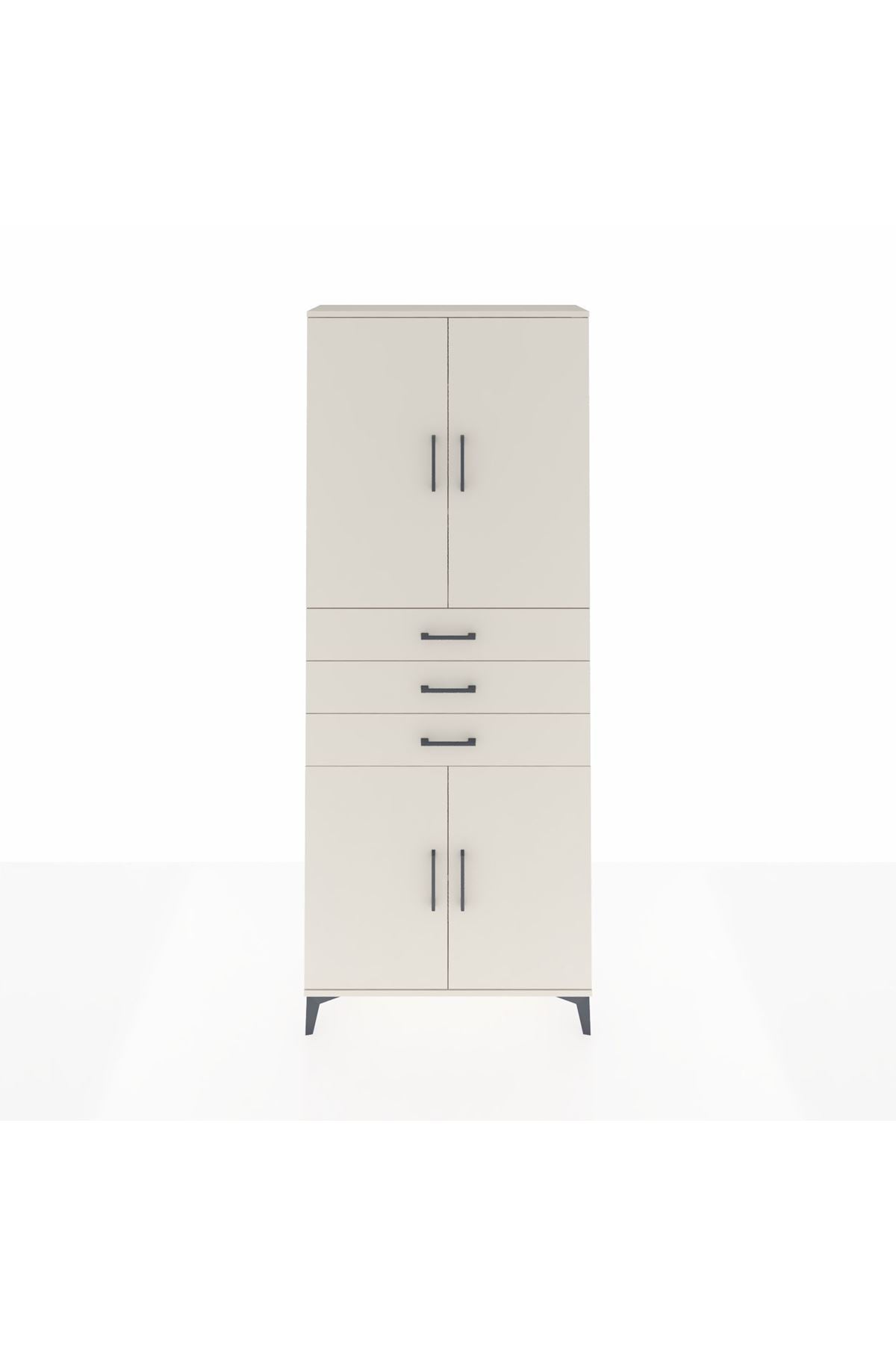 Arges Dolap 4 Raflı 3 Çekmeceli 4 Kapaklı 88x30x221 - S30M166V1A