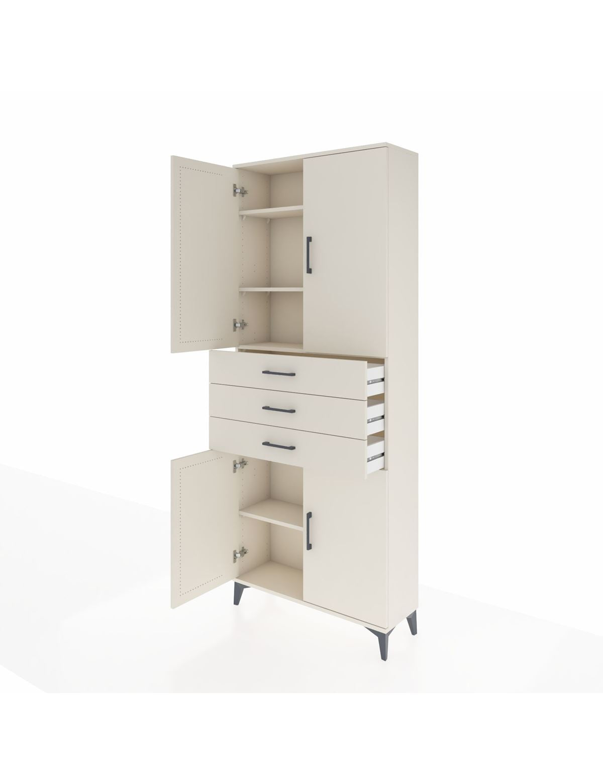 Arges Dolap 4 Raflı 3 Çekmeceli 4 Kapaklı 88x30x221 - S30M166V1A