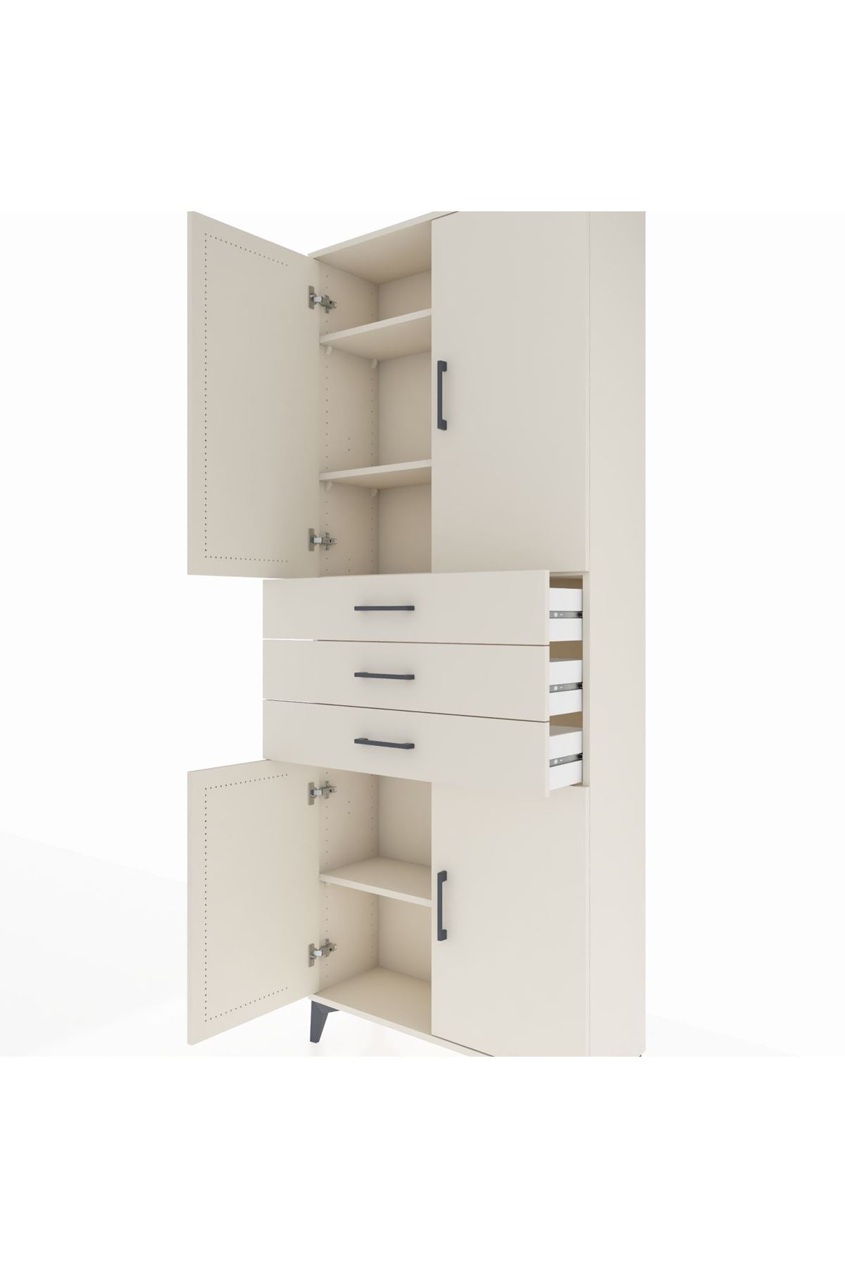 Arges Dolap 4 Raflı 3 Çekmeceli 4 Kapaklı 88x30x221 - S30M166V1A