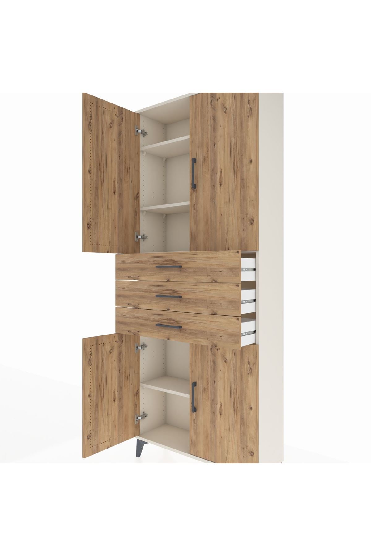 Arges Dolap 4 Raflı 3 Çekmeceli 4 Kapaklı 88x30x221 - S30M166V3A