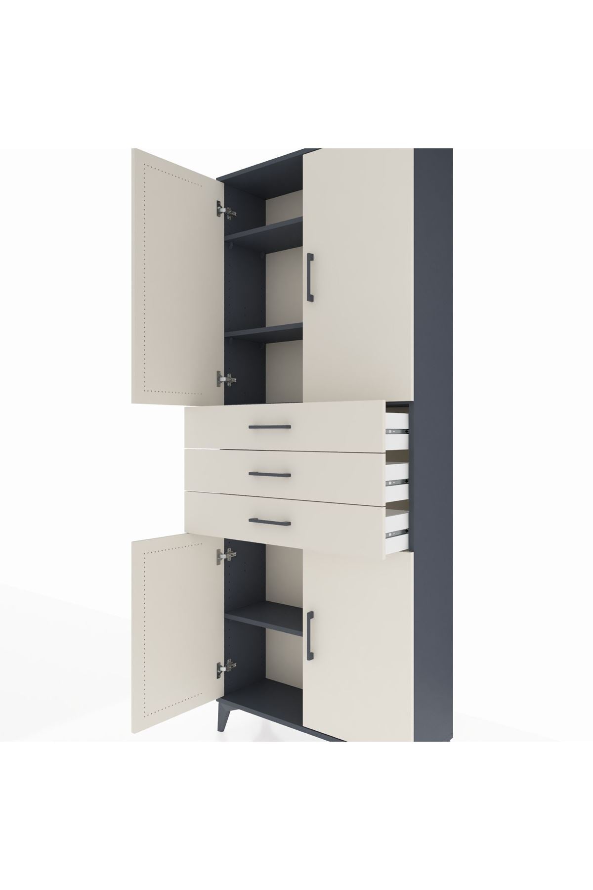 Arges Dolap 4 Raflı 3 Çekmeceli 4 Kapaklı 88x30x221 - S30M166V4A