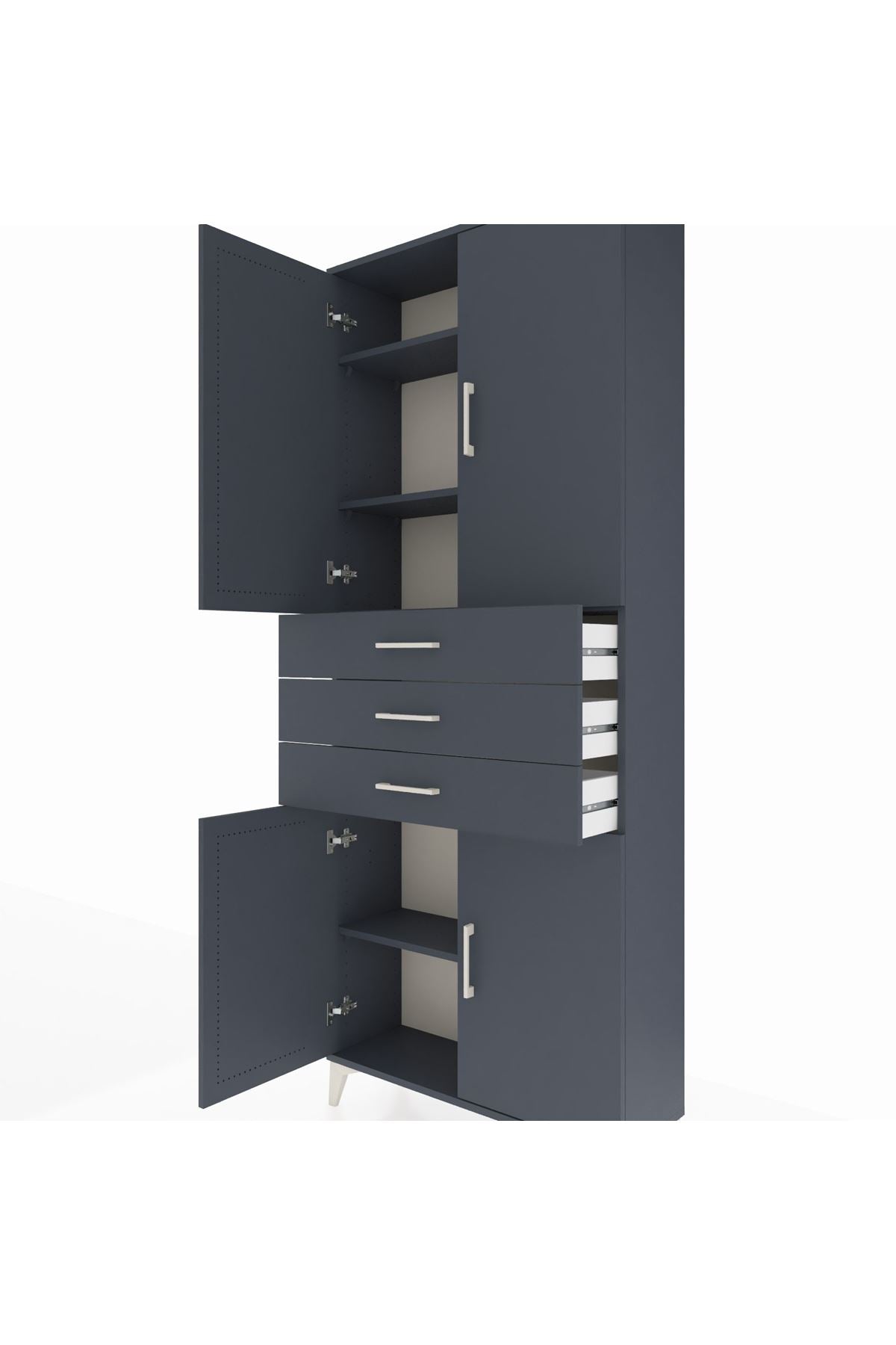 Arges Dolap 4 Raflı 3 Çekmeceli 4 Kapaklı 88x30x221 - S30M166V5A