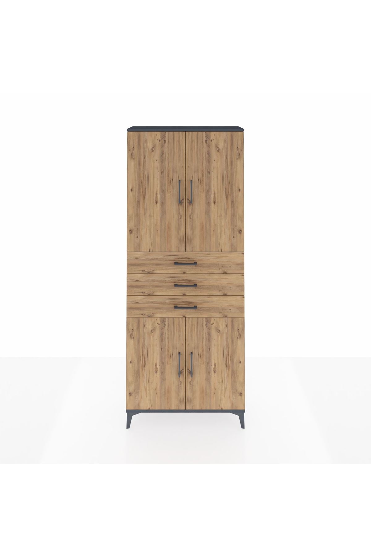 Arges Dolap 4 Raflı 3 Çekmeceli 4 Kapaklı 88x30x221 - S30M166V6A