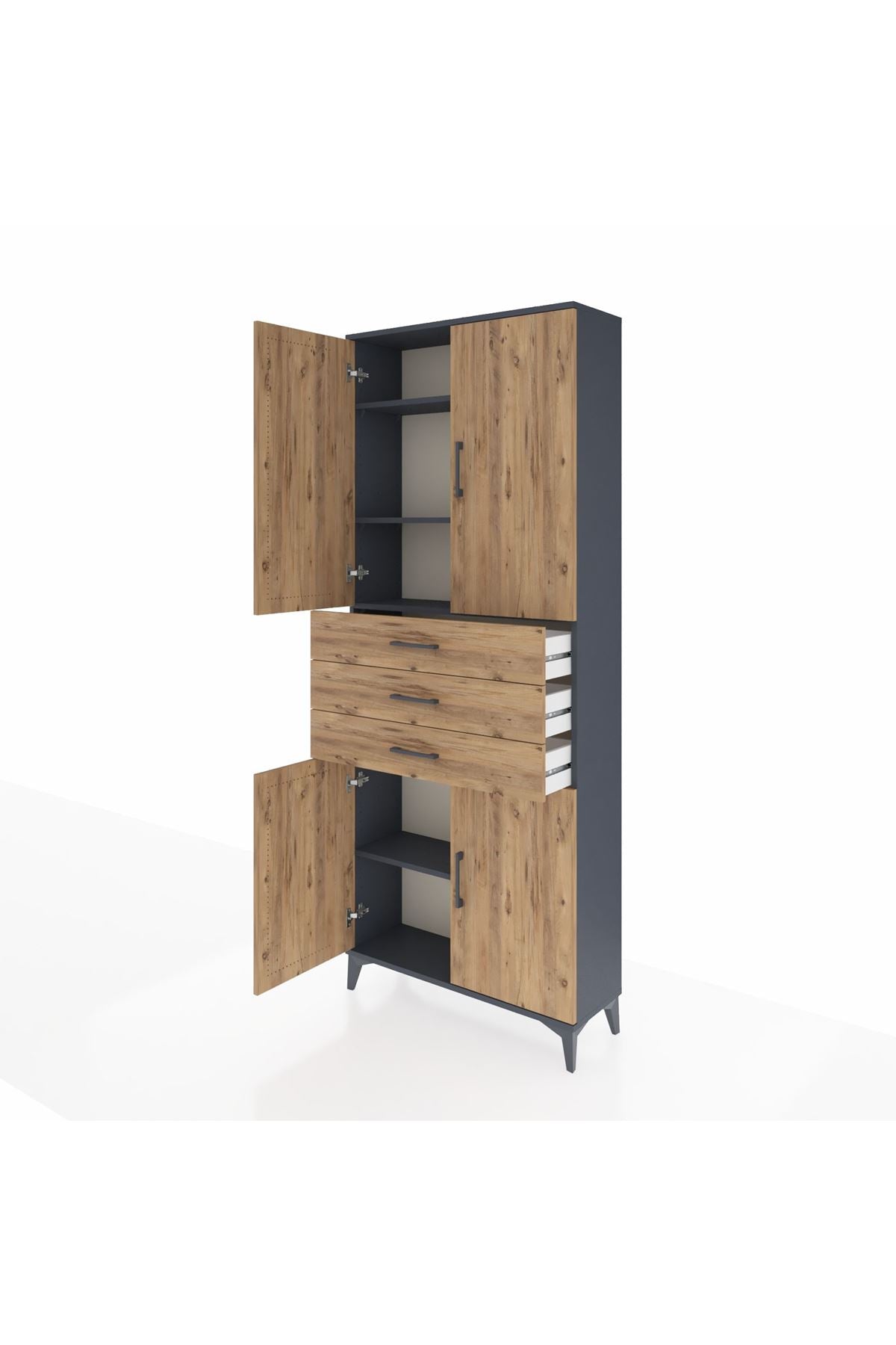Arges Dolap 4 Raflı 3 Çekmeceli 4 Kapaklı 88x30x221 - S30M166V6A