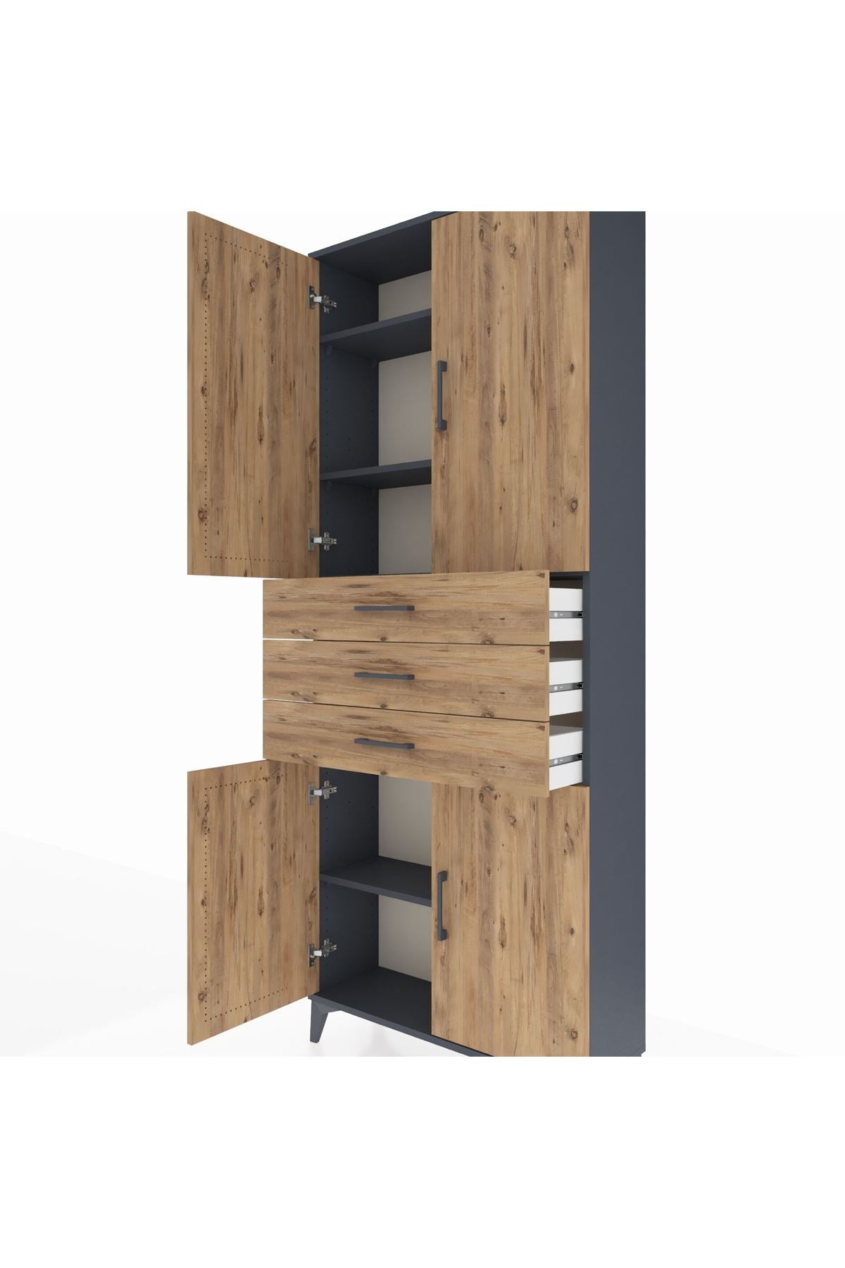 Arges Dolap 4 Raflı 3 Çekmeceli 4 Kapaklı 88x30x221 - S30M166V6A