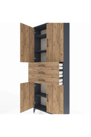 Arges Dolap 4 Raflı 3 Çekmeceli 4 Kapaklı 88x30x221 - S30M166V6A