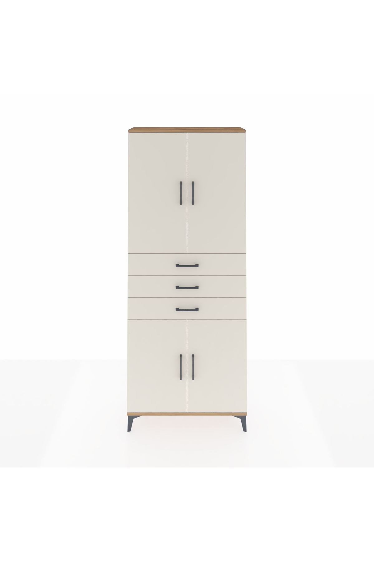 Arges Dolap 4 Raflı 3 Çekmeceli 4 Kapaklı 88x30x221 - S30M166V7A