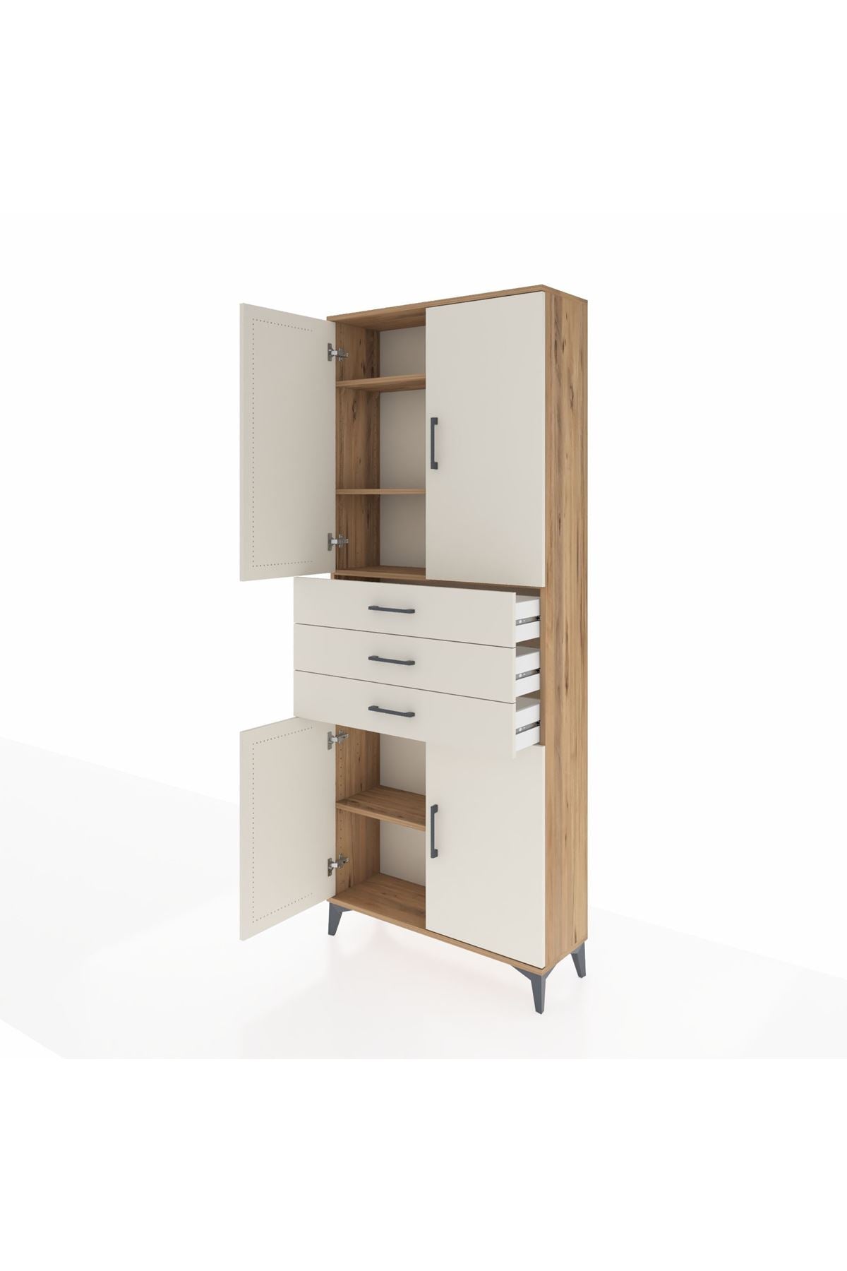 Arges Dolap 4 Raflı 3 Çekmeceli 4 Kapaklı 88x30x221 - S30M166V7A
