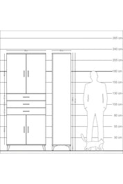 Arges Dolap 4 Raflı 3 Çekmeceli 4 Kapaklı 88x30x221 - S30M166V7A