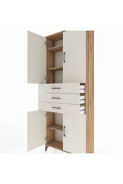 Arges Dolap 4 Raflı 3 Çekmeceli 4 Kapaklı 88x30x221 - S30M166V7A