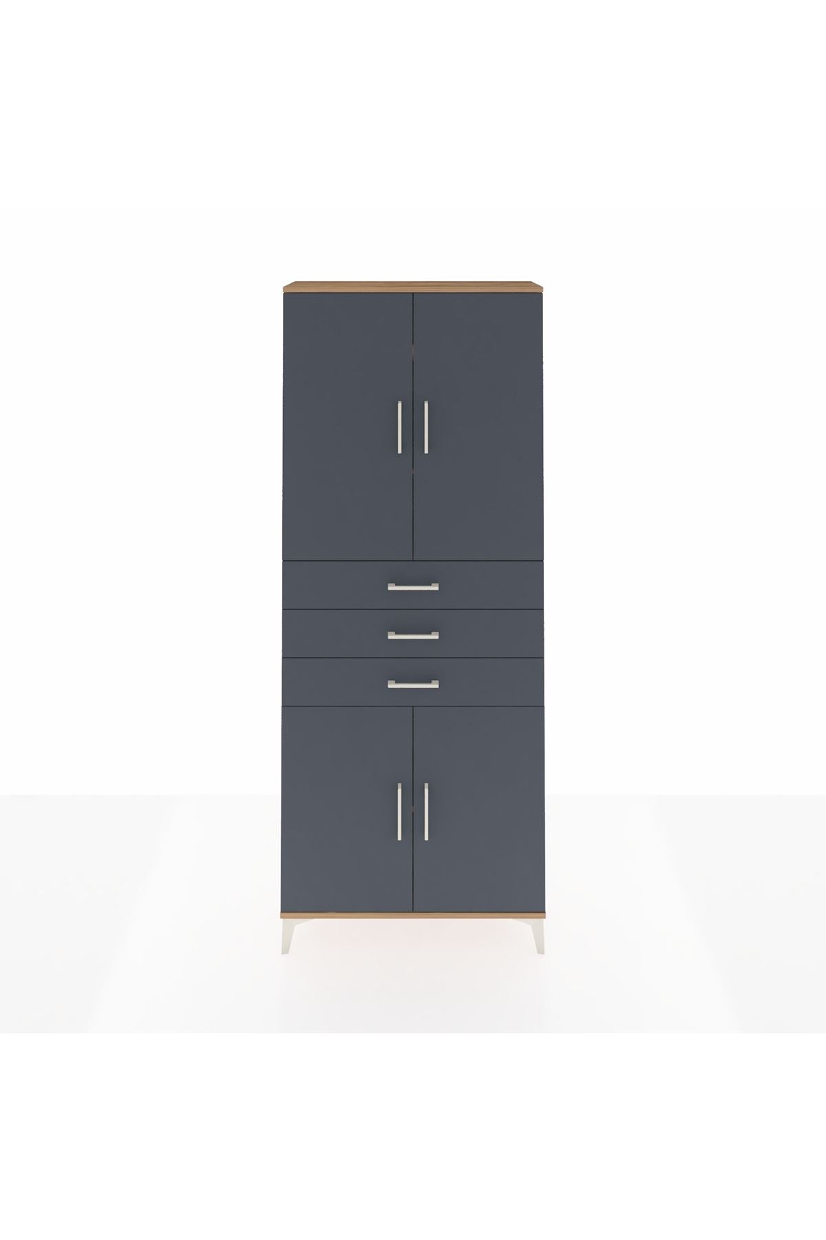 Arges Dolap 4 Raflı 3 Çekmeceli 4 Kapaklı 88x30x221 - S30M166V8A