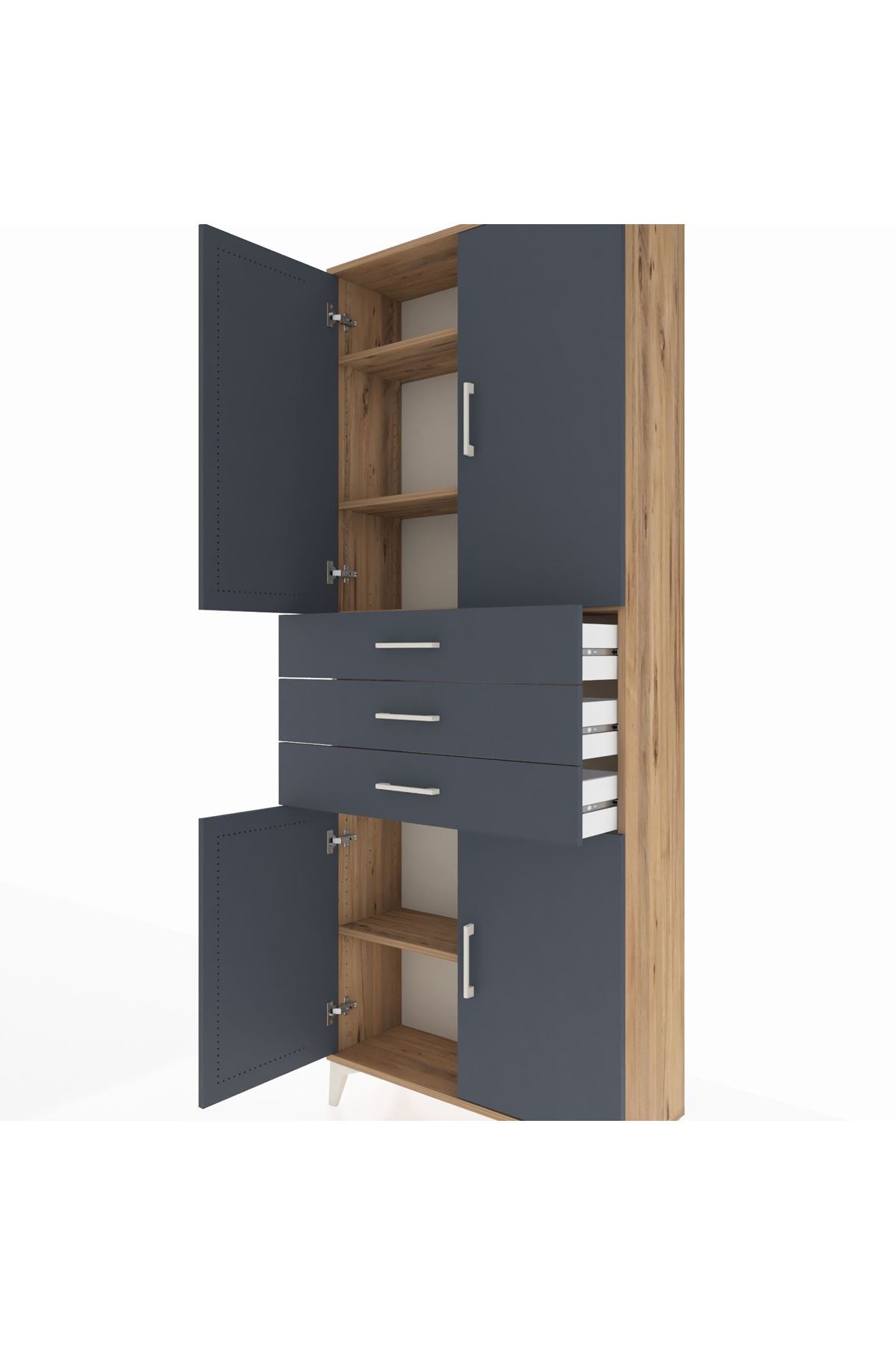 Arges Dolap 4 Raflı 3 Çekmeceli 4 Kapaklı 88x30x221 - S30M166V8A