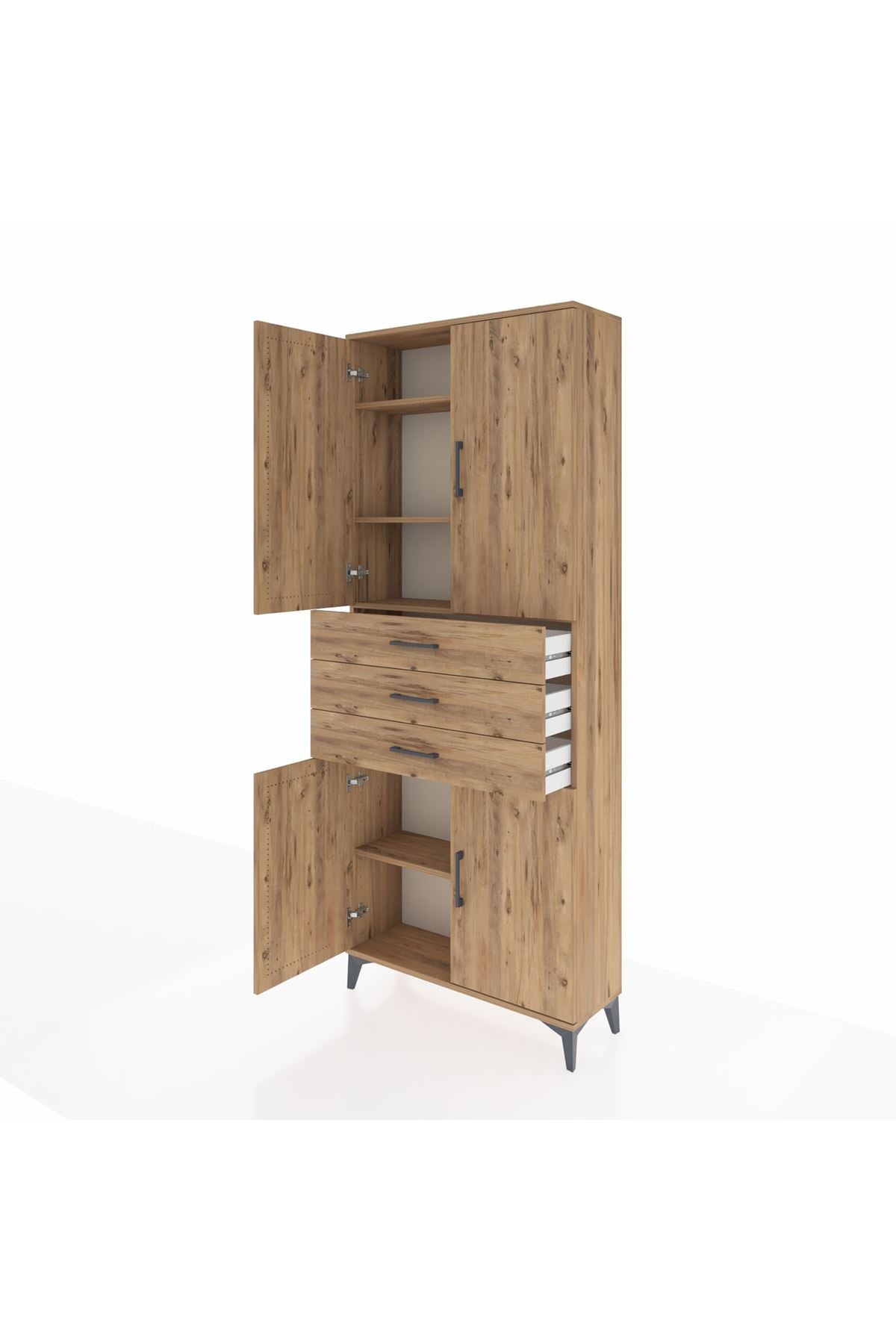 Arges Dolap 4 Raflı 3 Çekmeceli 4 Kapaklı 88x30x221 - S30M166V9A