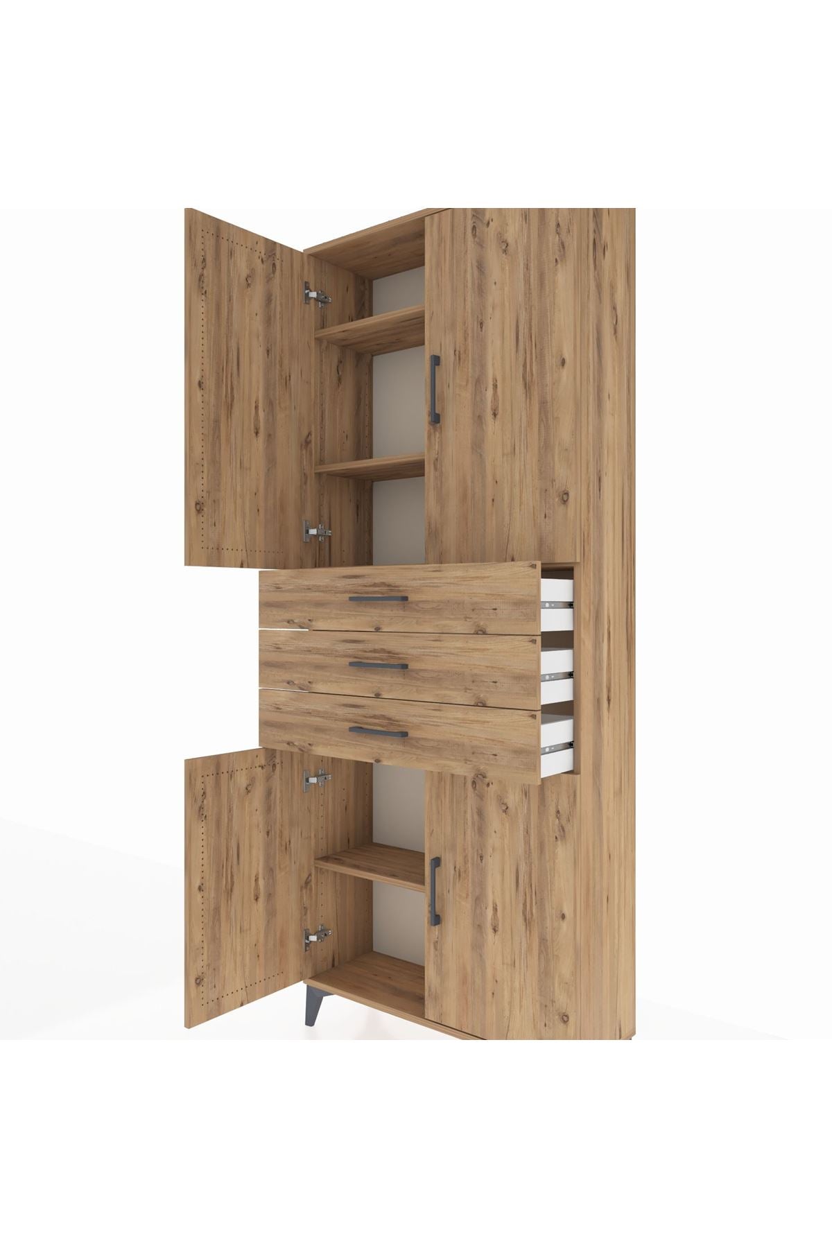 Arges Dolap 4 Raflı 3 Çekmeceli 4 Kapaklı 88x30x221 - S30M166V9A