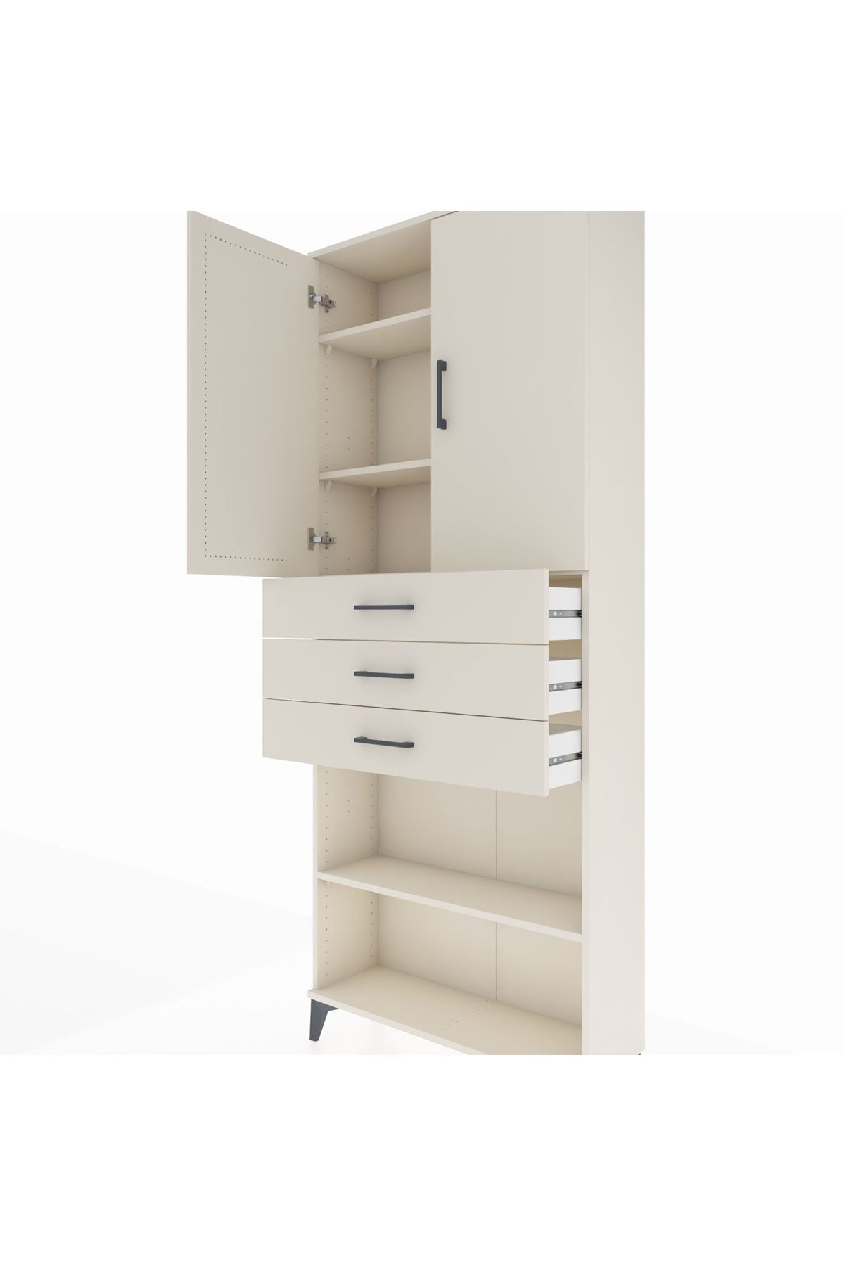 Arges Dolap 4 Raflı 3 Çekmeceli 2 Kapaklı 88x30x221 - S30M167V1A