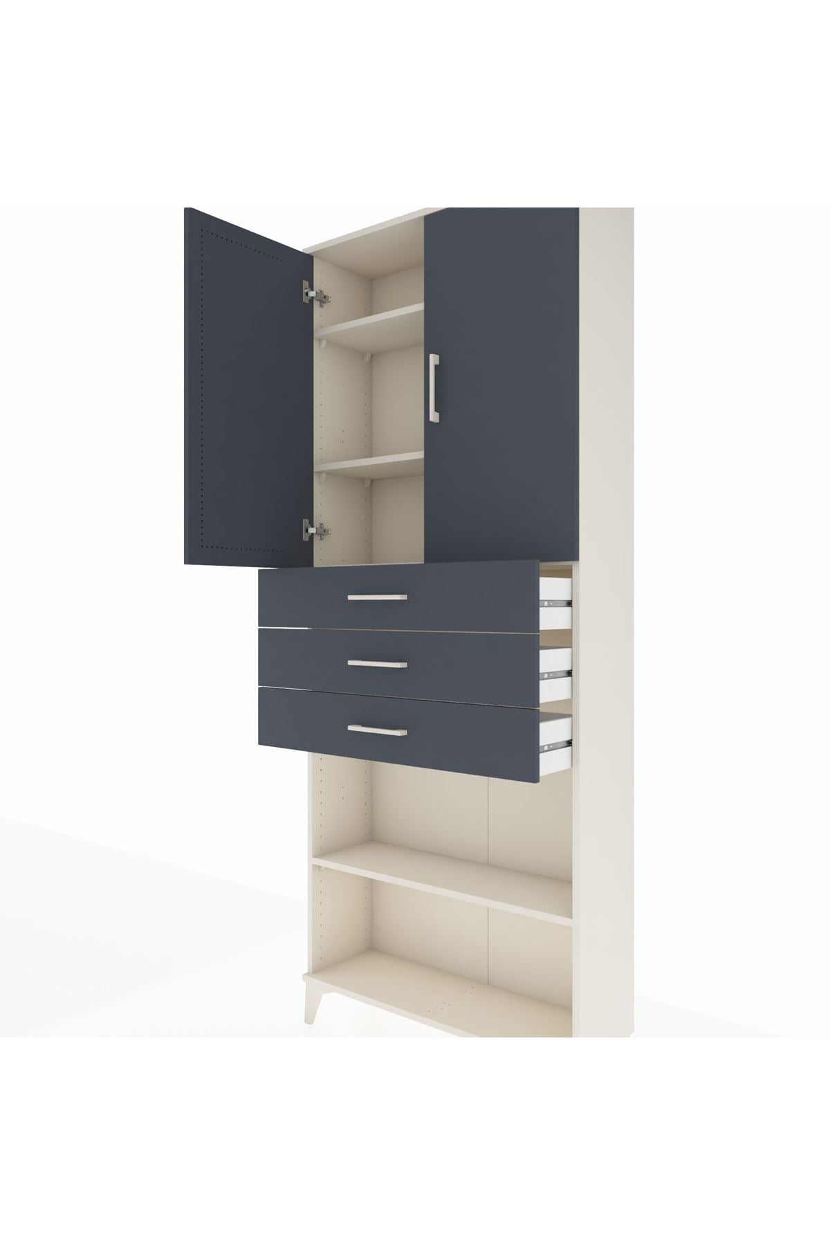 Arges Dolap 4 Raflı 3 Çekmeceli 2 Kapaklı 88x30x221 - S30M167V2A