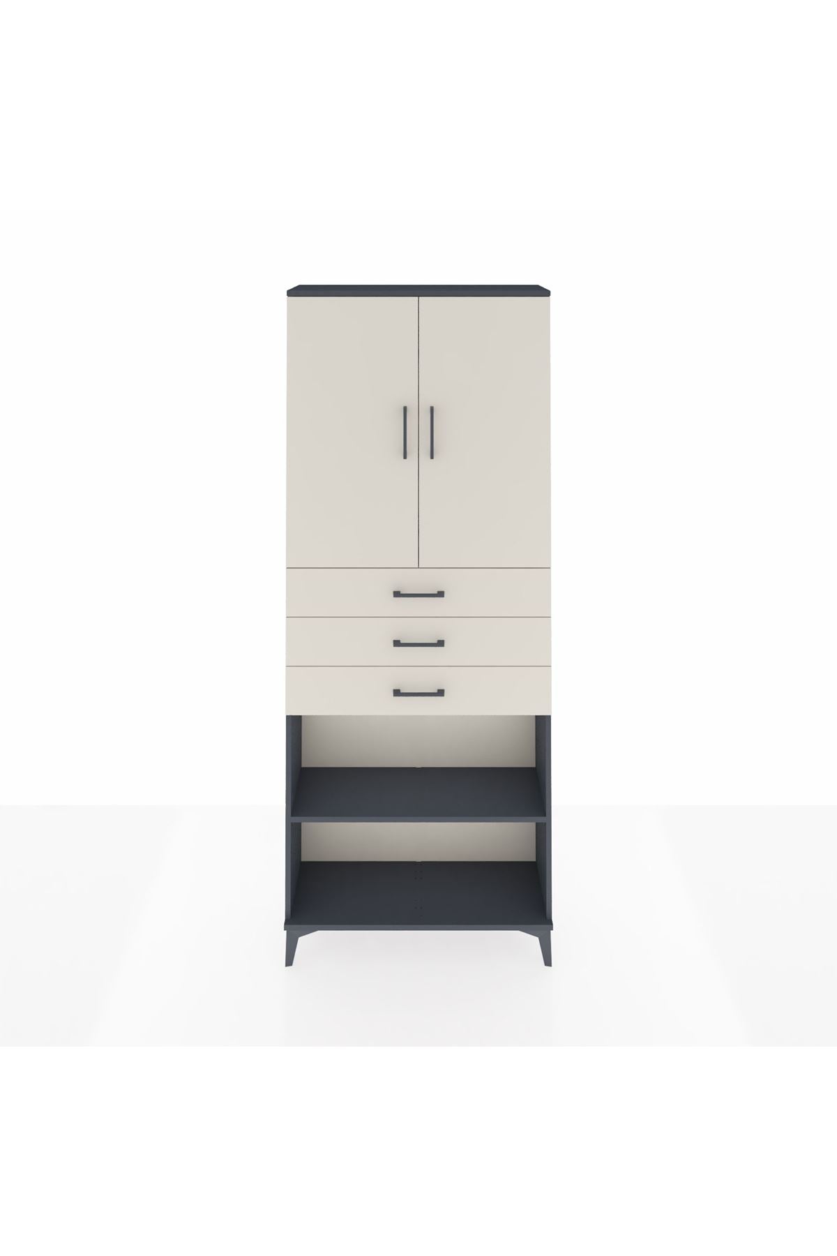 Arges Dolap 4 Raflı 3 Çekmeceli 2 Kapaklı 88x30x221 - S30M167V4A