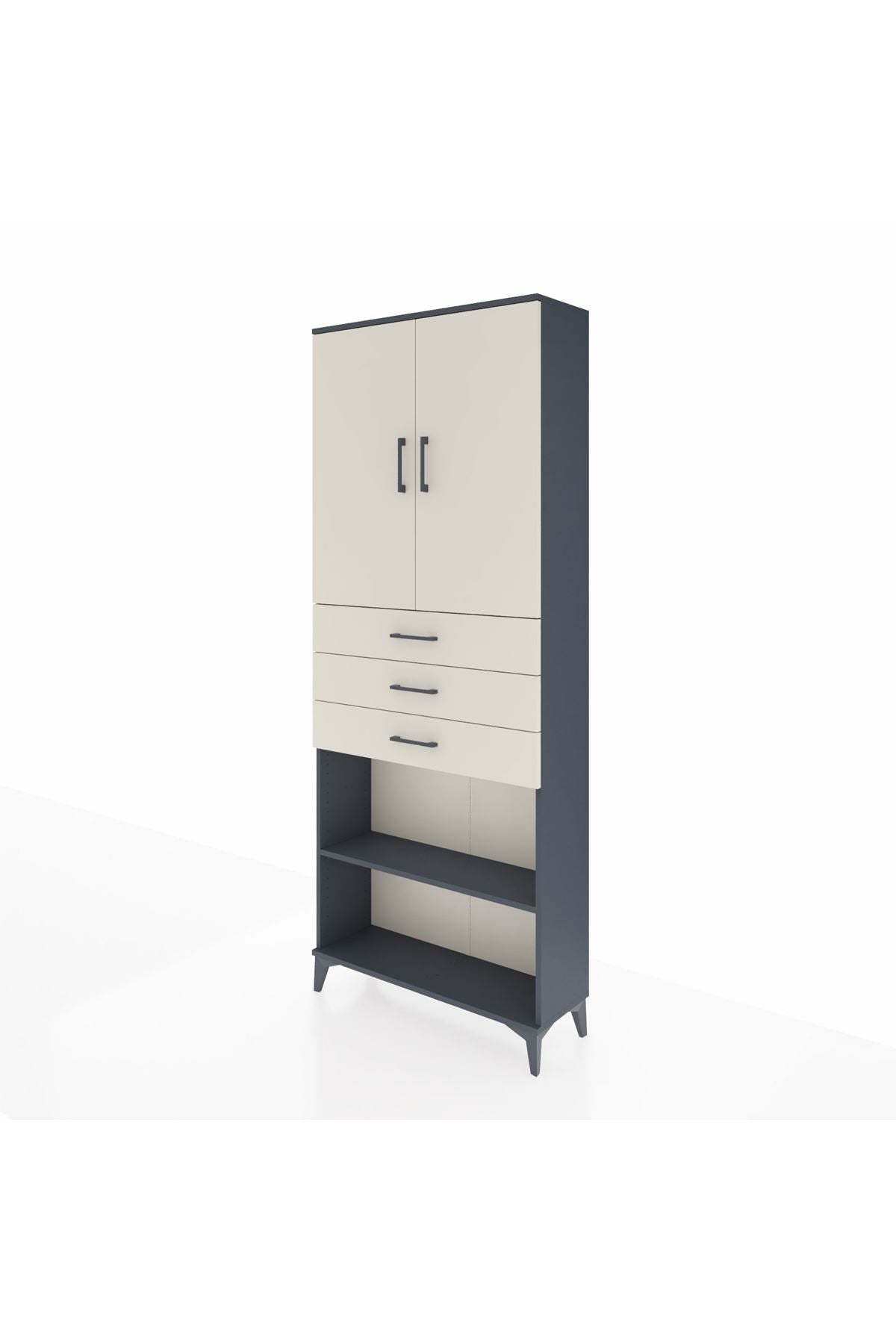 Arges Dolap 4 Raflı 3 Çekmeceli 2 Kapaklı 88x30x221 - S30M167V4A