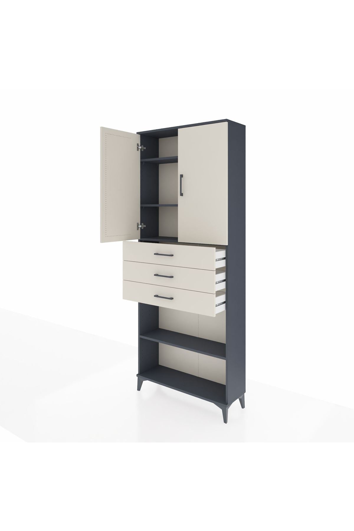 Arges Dolap 4 Raflı 3 Çekmeceli 2 Kapaklı 88x30x221 - S30M167V4A