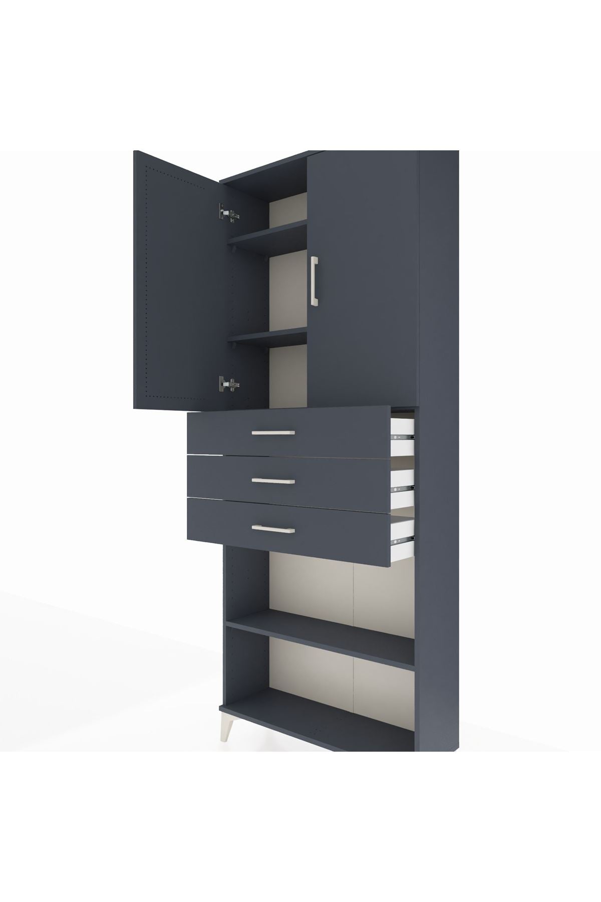 Arges Dolap 4 Raflı 3 Çekmeceli 2 Kapaklı 88x30x221 - S30M167V5A