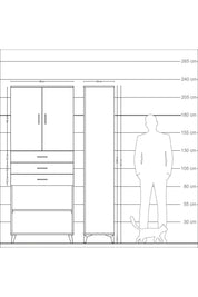 Arges Dolap 4 Raflı 3 Çekmeceli 2 Kapaklı 88x30x221 - S30M167V5A