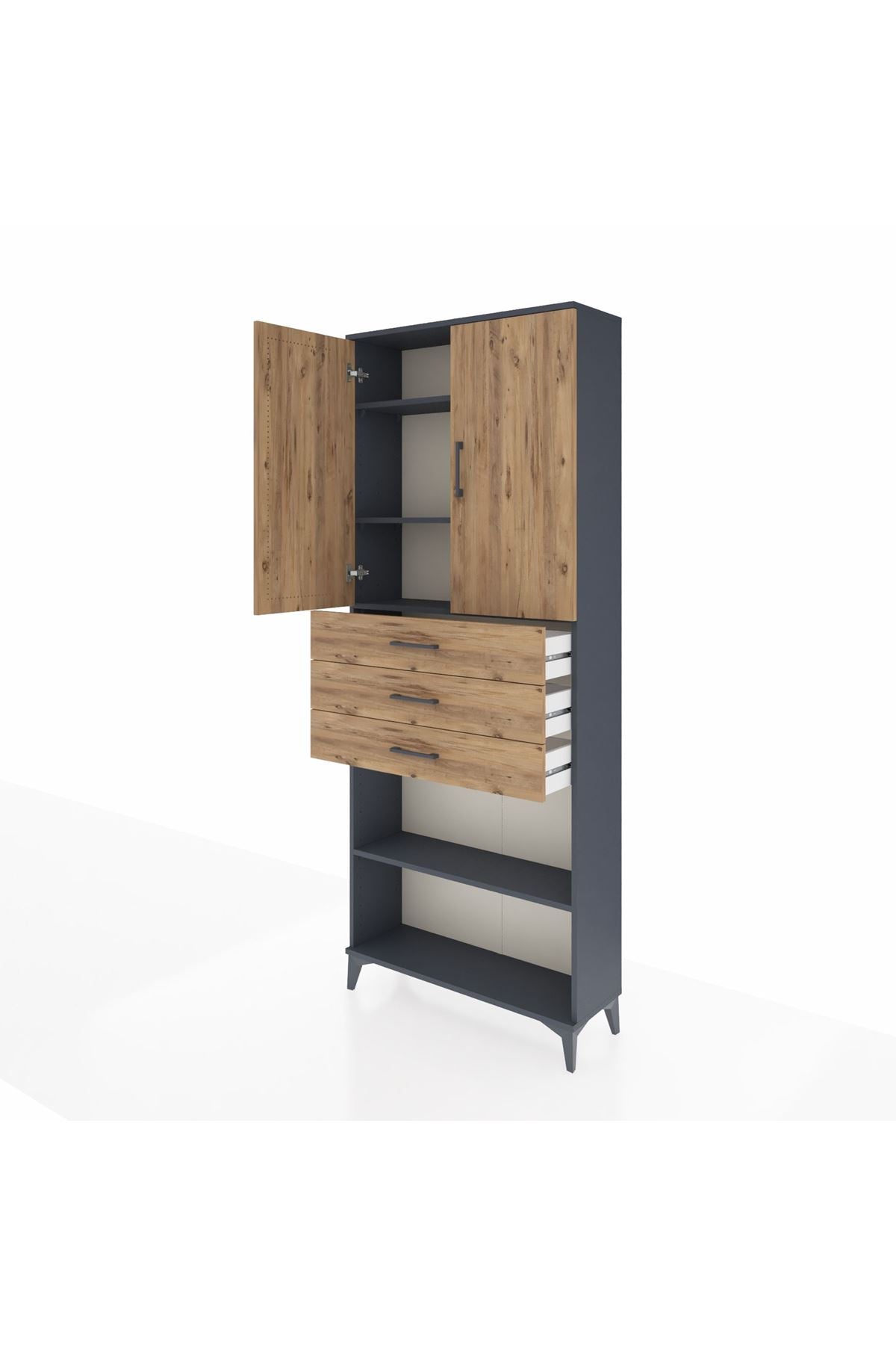 Arges Dolap 4 Raflı 3 Çekmeceli 2 Kapaklı 88x30x221 - S30M167V6A