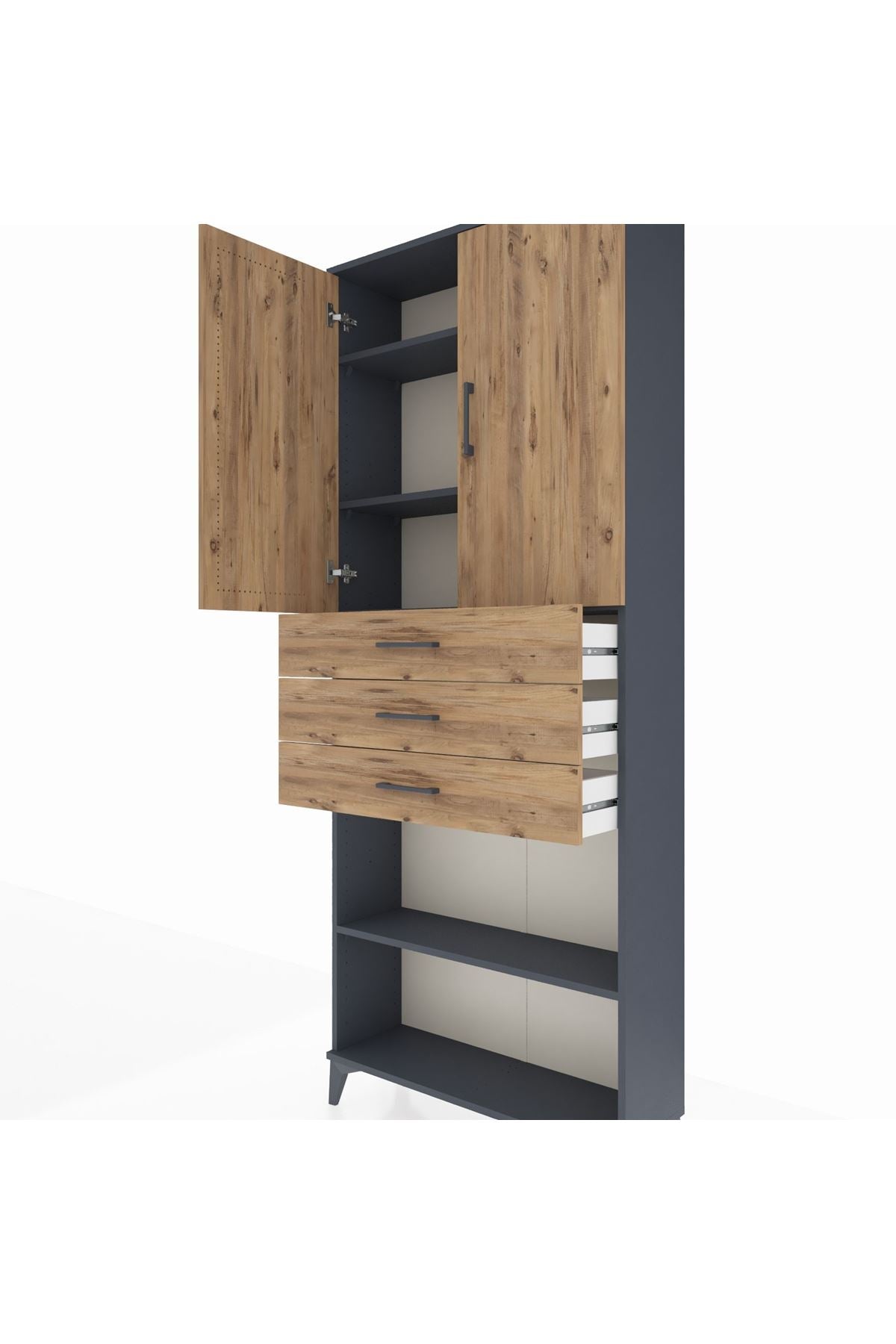 Arges Dolap 4 Raflı 3 Çekmeceli 2 Kapaklı 88x30x221 - S30M167V6A