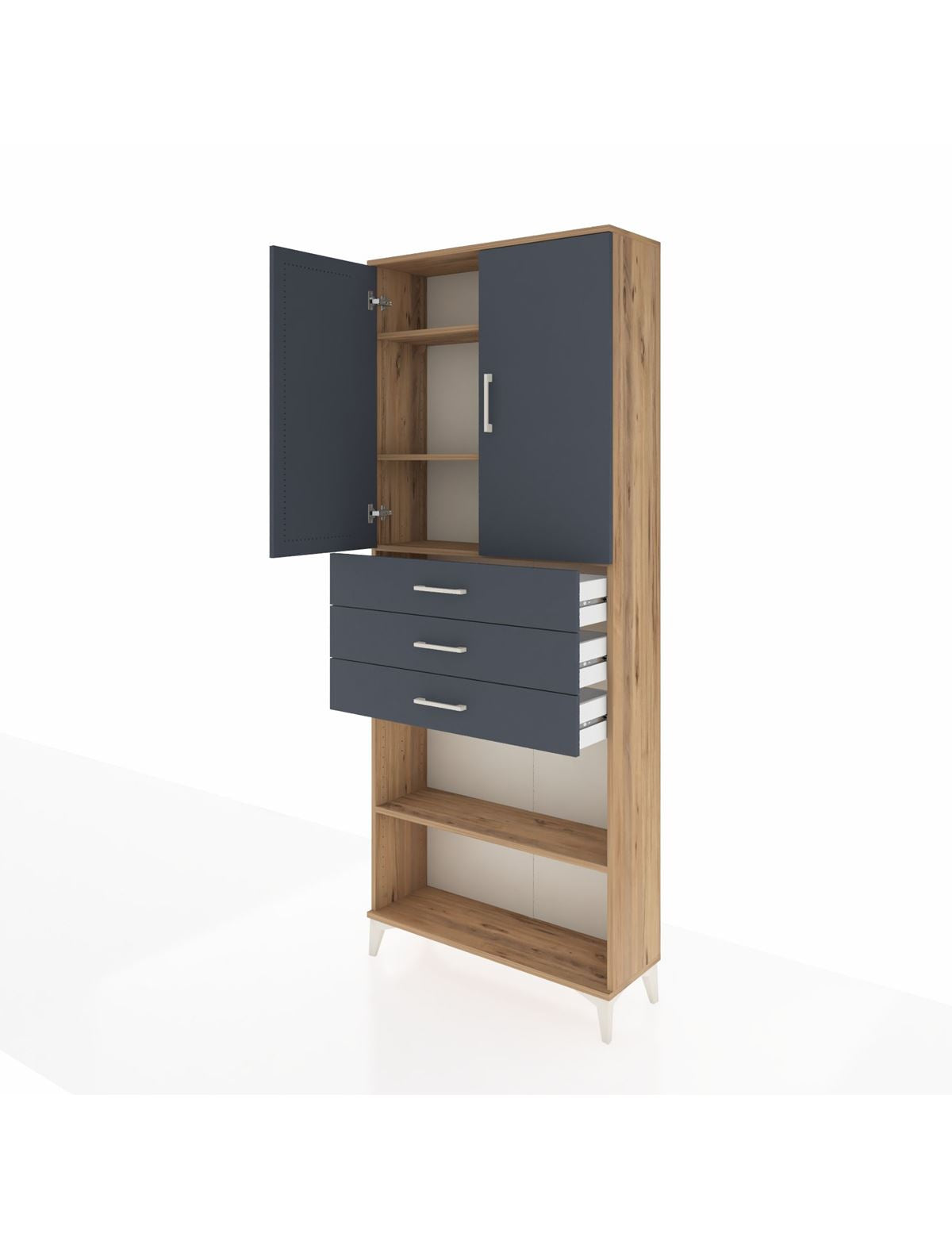 Arges Dolap 4 Raflı 3 Çekmeceli 2 Kapaklı 88x30x221 - S30M167V8A