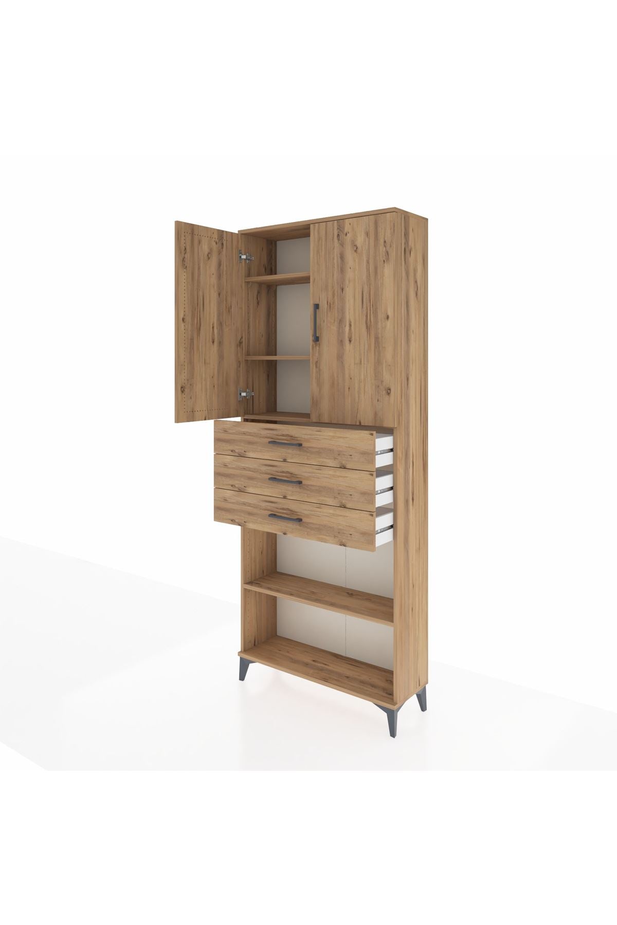 Arges Dolap 4 Raflı 3 Çekmeceli 2 Kapaklı 88x30x221 - S30M167V9A