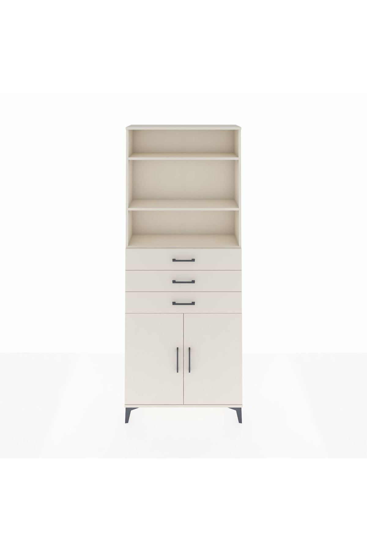 Arges Dolap 4 Raflı 3 Çekmeceli 2 Kapaklı 88x30x221 - S30M168V1A