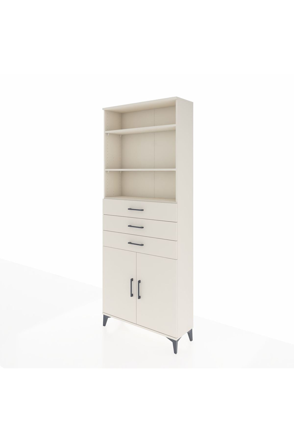 Arges Dolap 4 Raflı 3 Çekmeceli 2 Kapaklı 88x30x221 - S30M168V1A