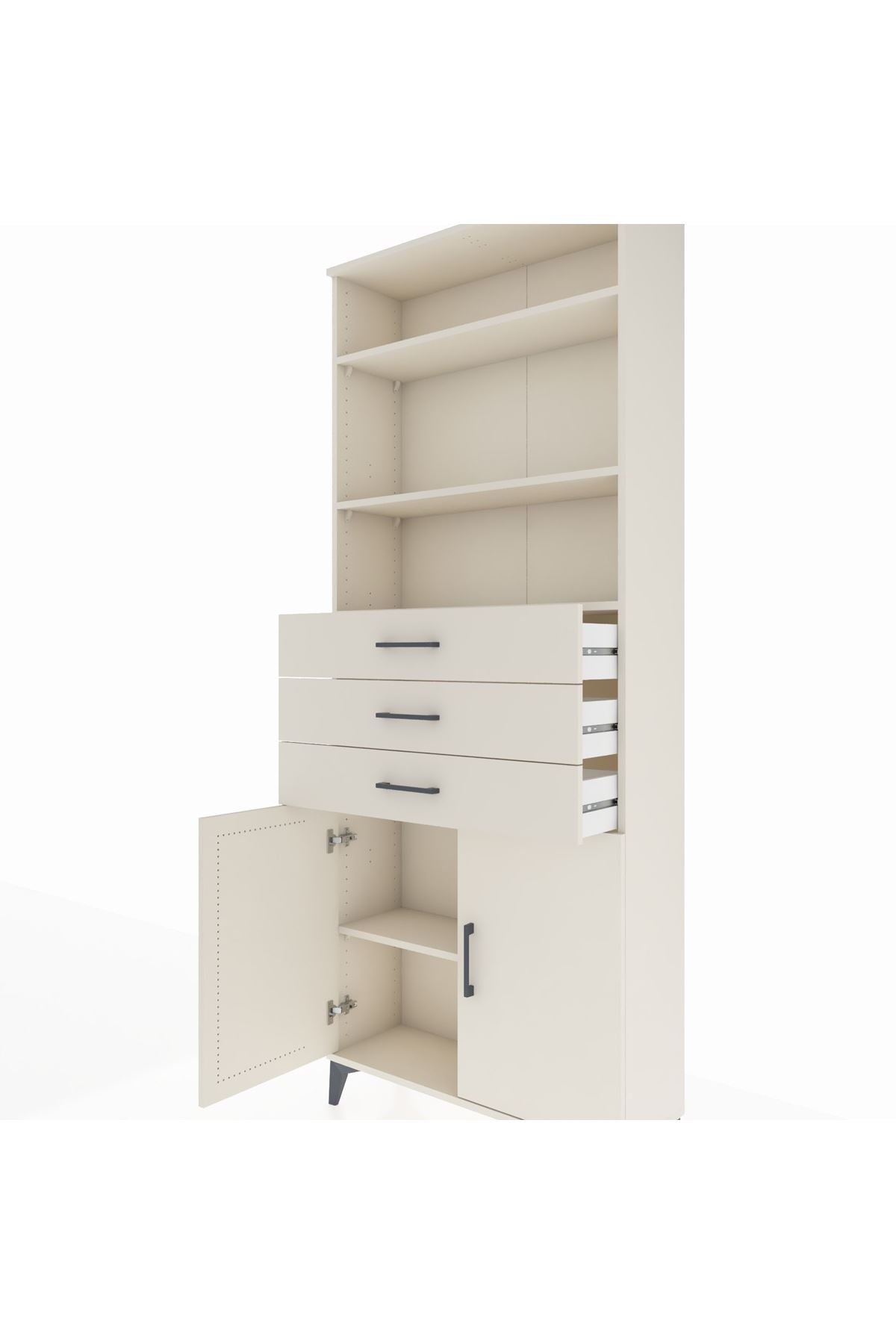 Arges Dolap 4 Raflı 3 Çekmeceli 2 Kapaklı 88x30x221 - S30M168V1A