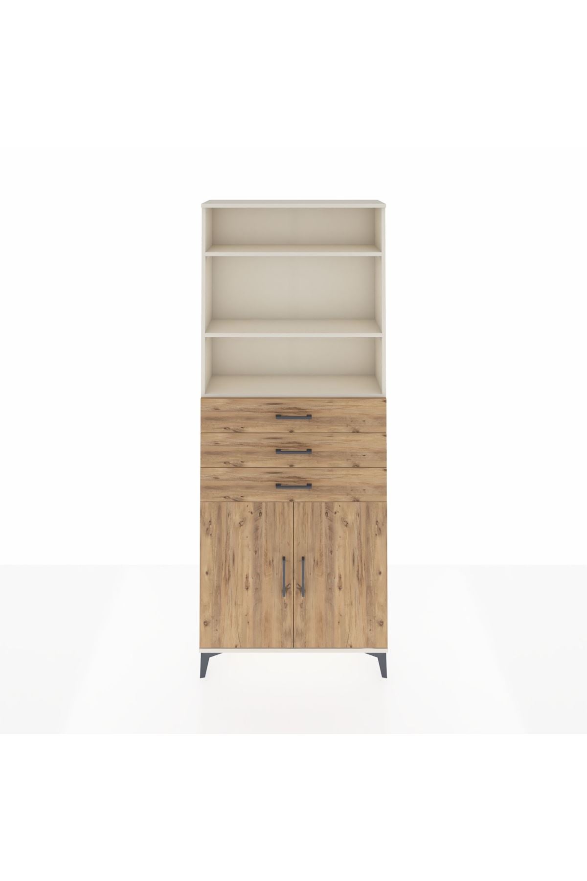 Arges Dolap 4 Raflı 3 Çekmeceli 2 Kapaklı 88x30x221 - S30M168V3A