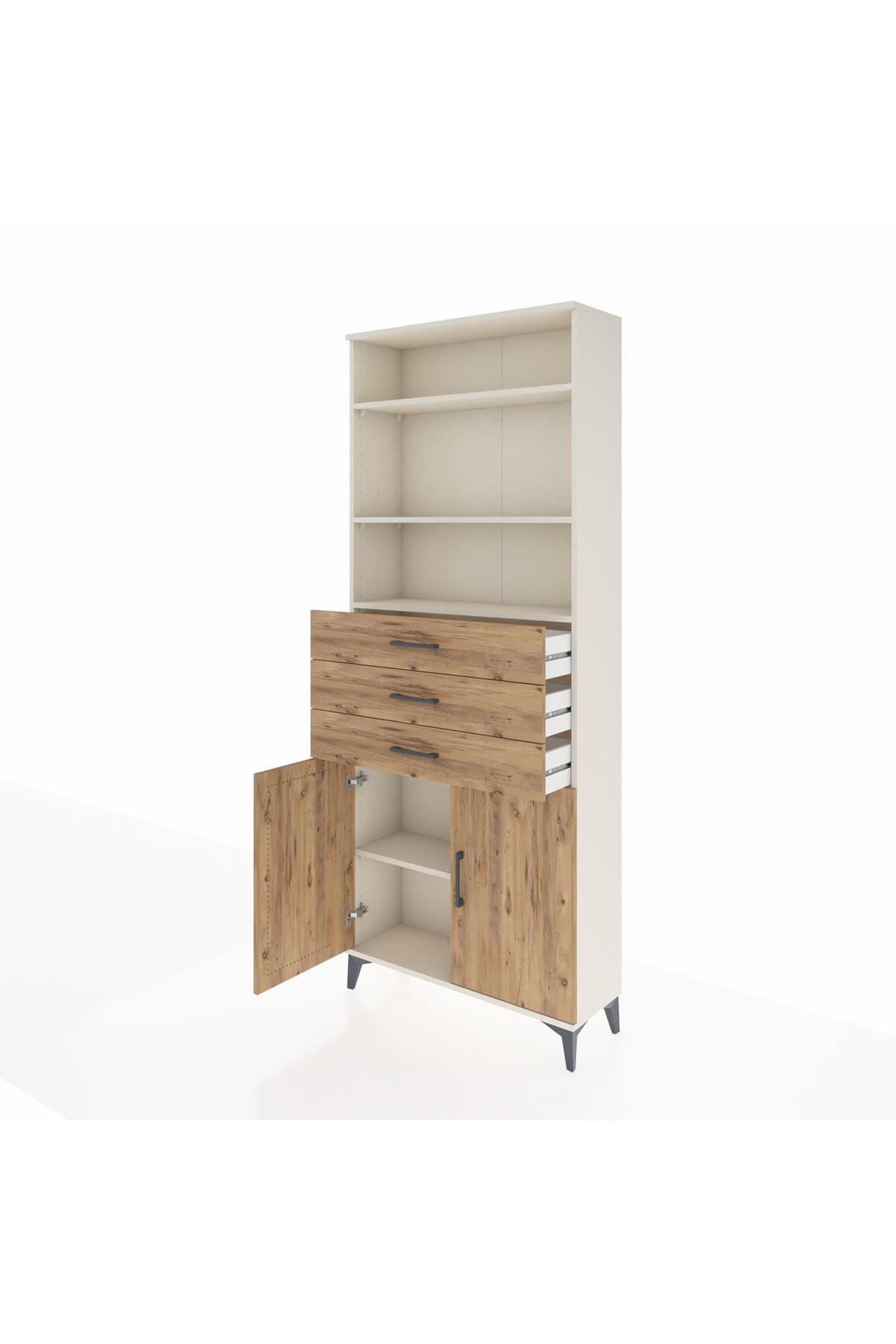 Arges Dolap 4 Raflı 3 Çekmeceli 2 Kapaklı 88x30x221 - S30M168V3A
