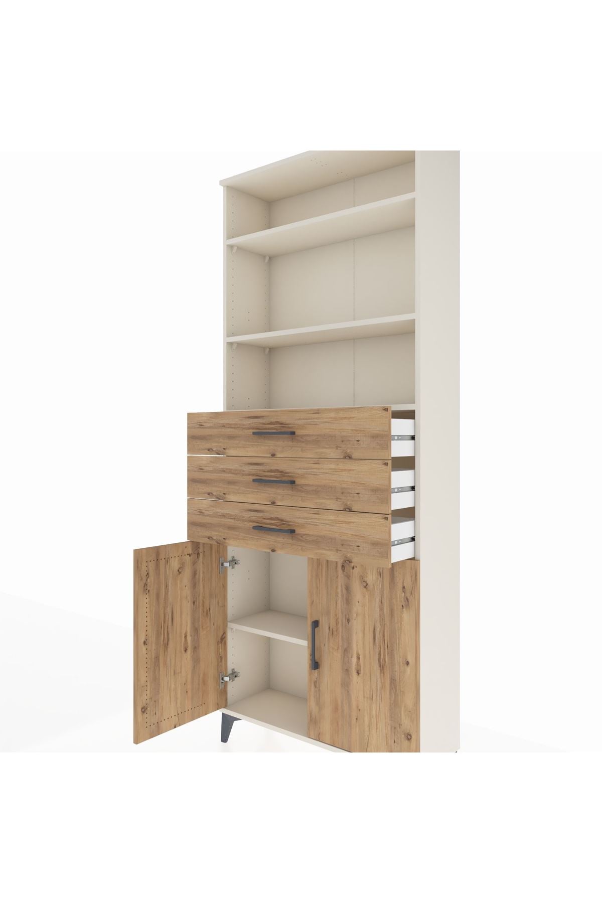 Arges Dolap 4 Raflı 3 Çekmeceli 2 Kapaklı 88x30x221 - S30M168V3A