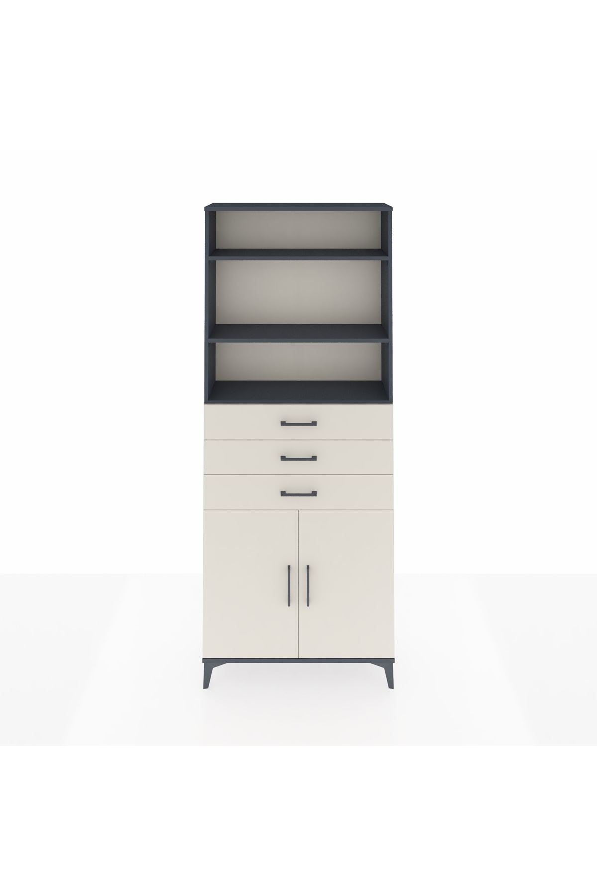 Arges Dolap 4 Raflı 3 Çekmeceli 2 Kapaklı 88x30x221 - S30M168V4A